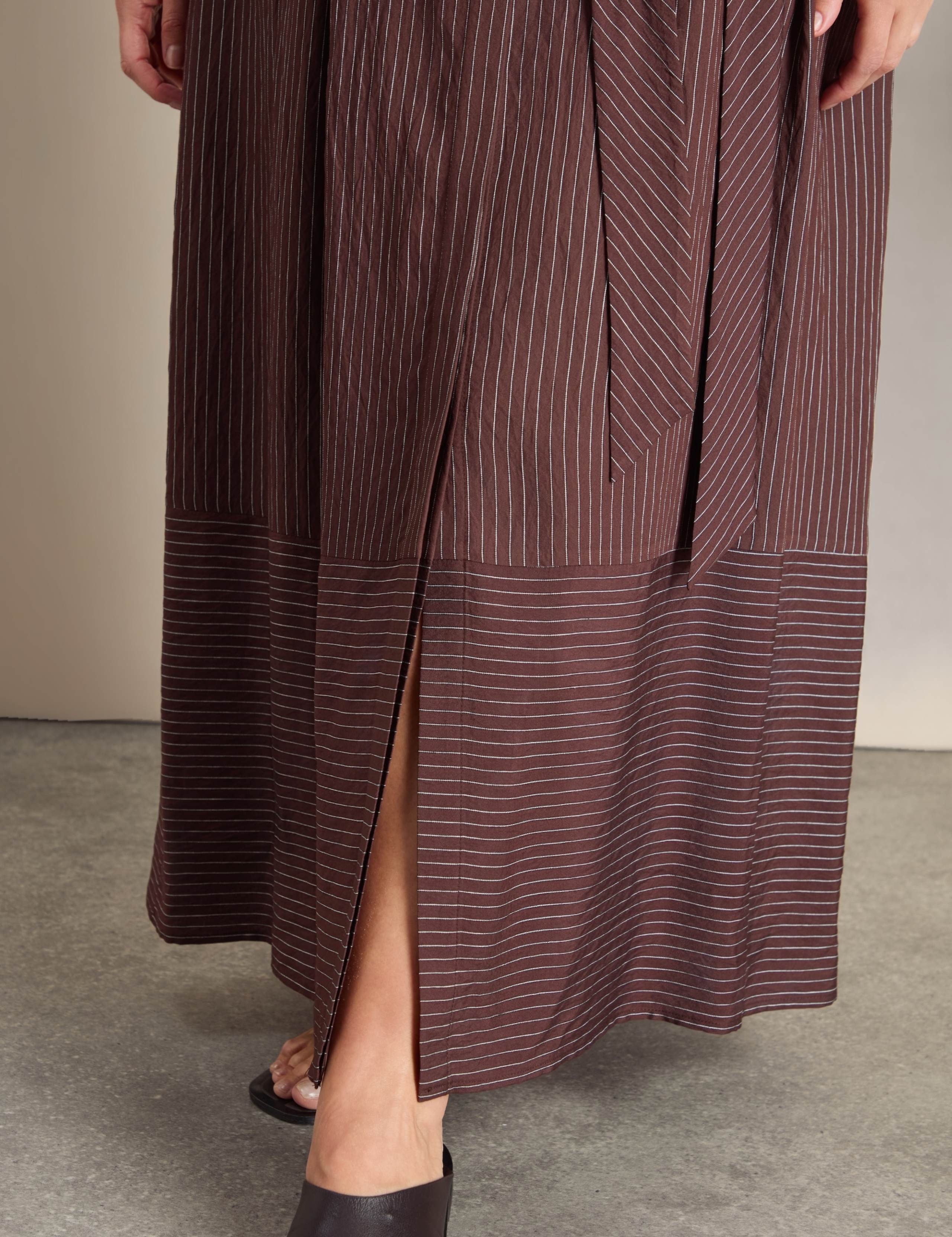 Striped Tie Waist Maxi Shirt Dress 7 of 7