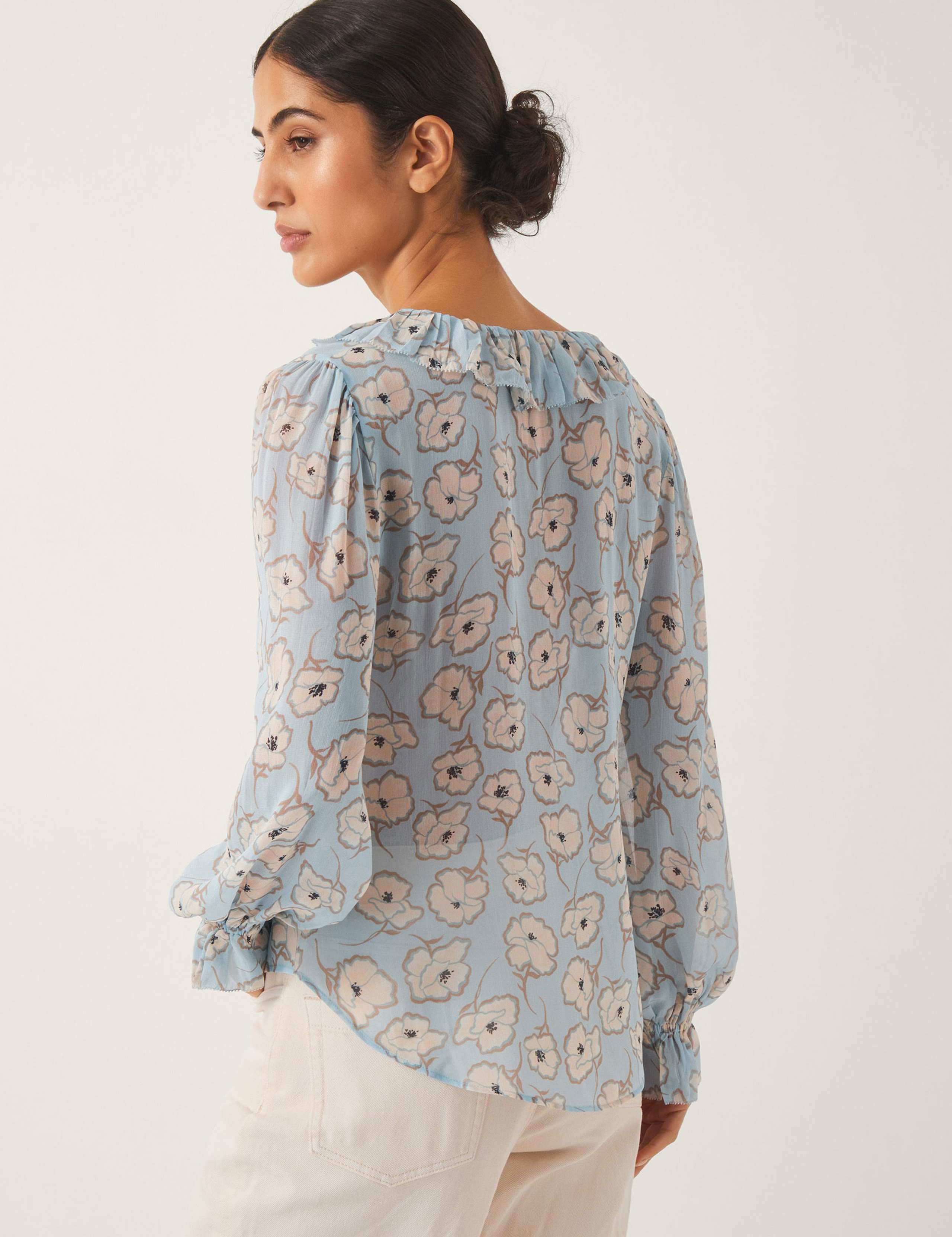 Floral Tie Neck Ruffle Blouse 3 of 5