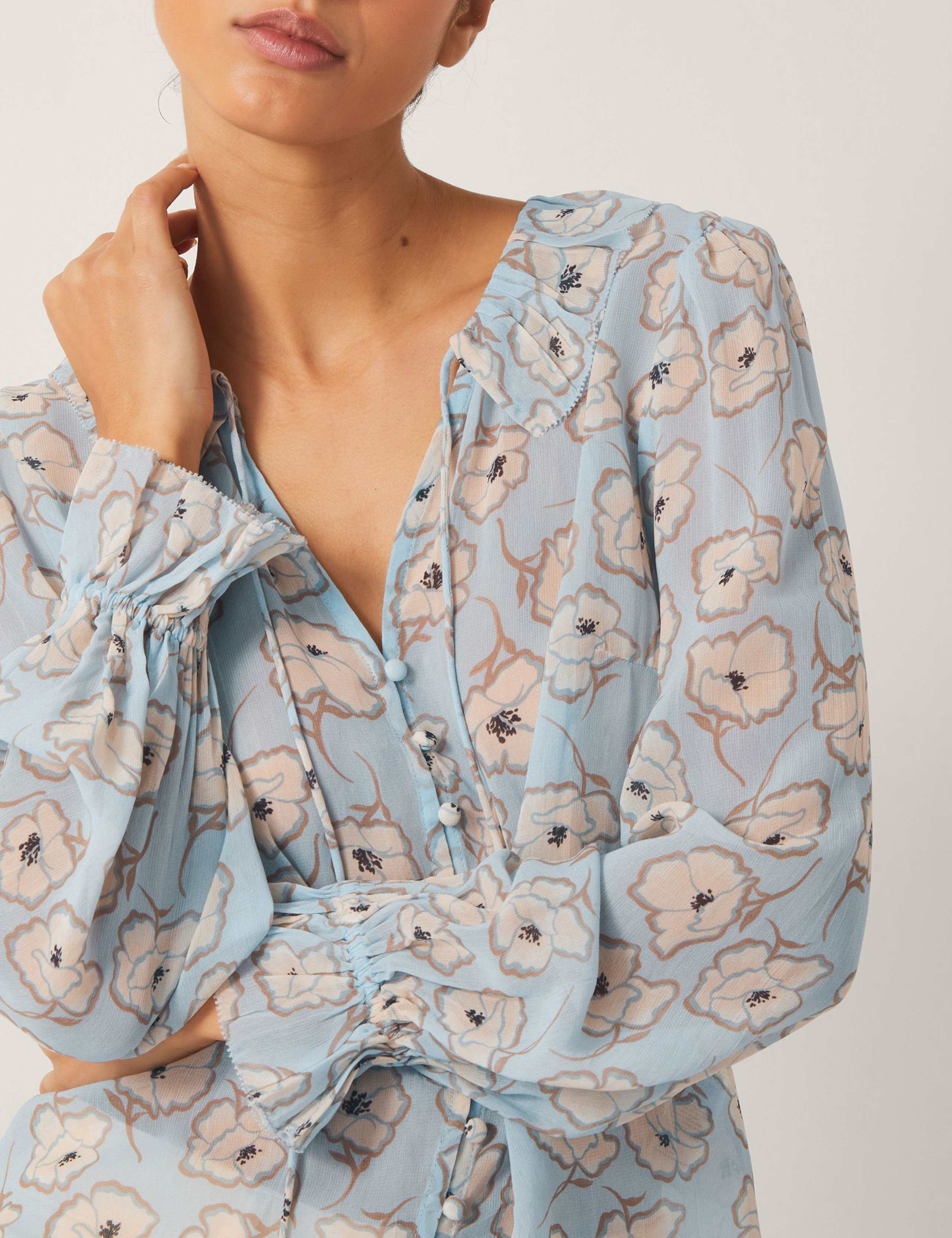 Floral Tie Neck Ruffle Blouse 5 of 5