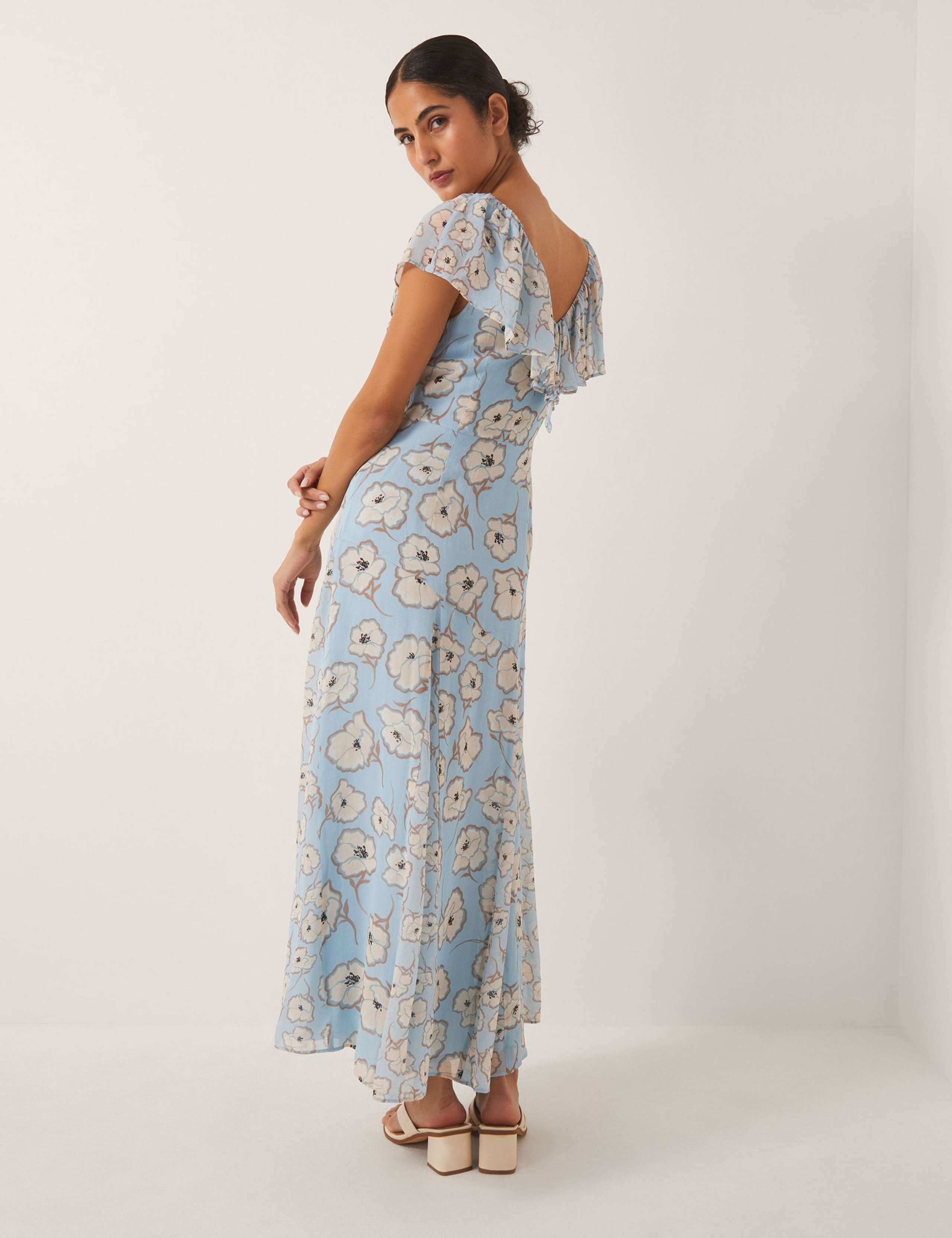 Floral V-Neck Angel Sleeves Maxi Tiered Dress 3 of 5