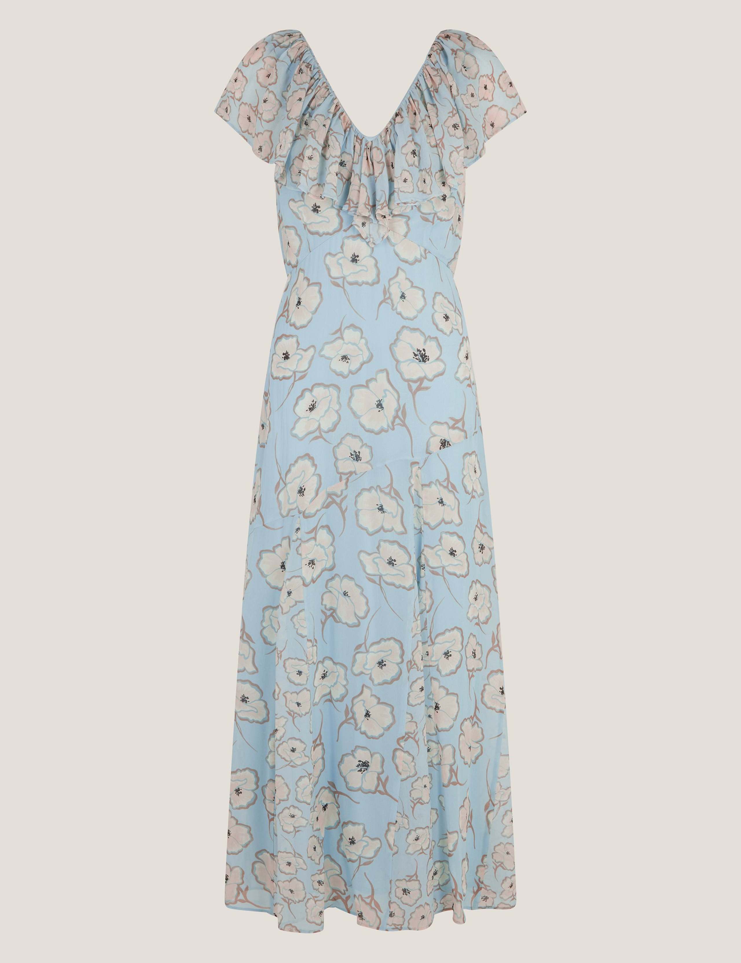 Floral V-Neck Angel Sleeves Maxi Tiered Dress 2 of 5