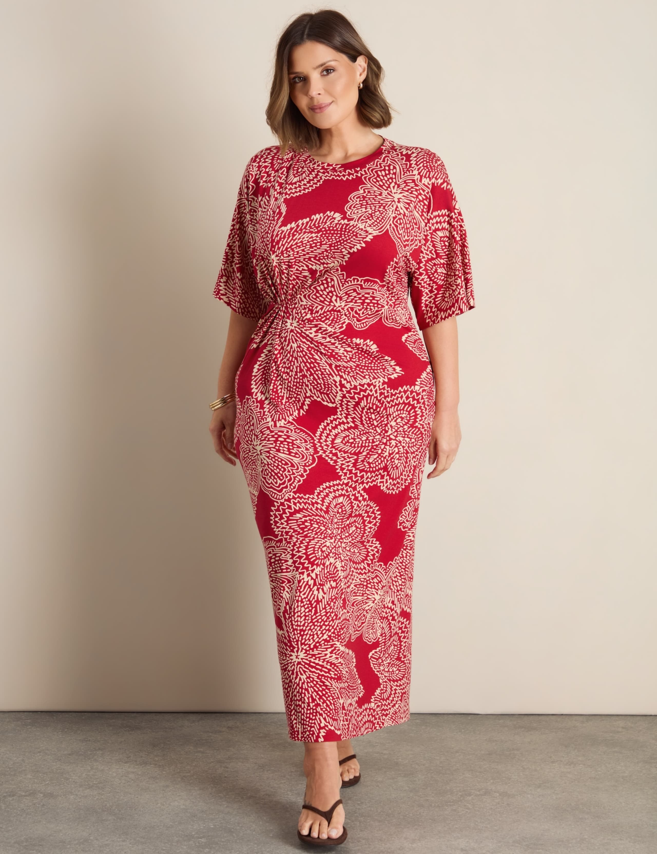 Jersey Floral Midaxi Waisted Dress 1 of 6