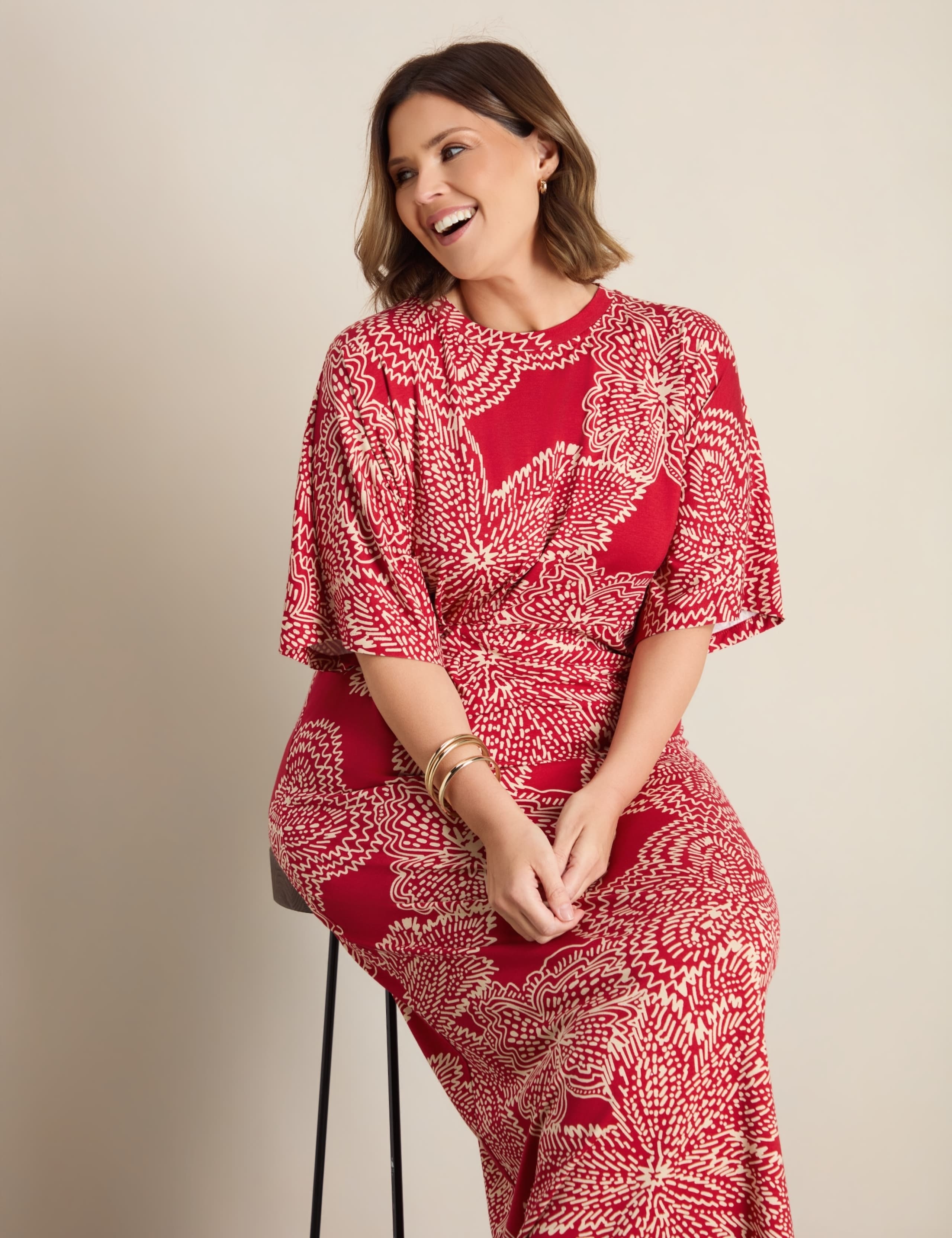 Jersey Floral Midaxi Waisted Dress 3 of 6