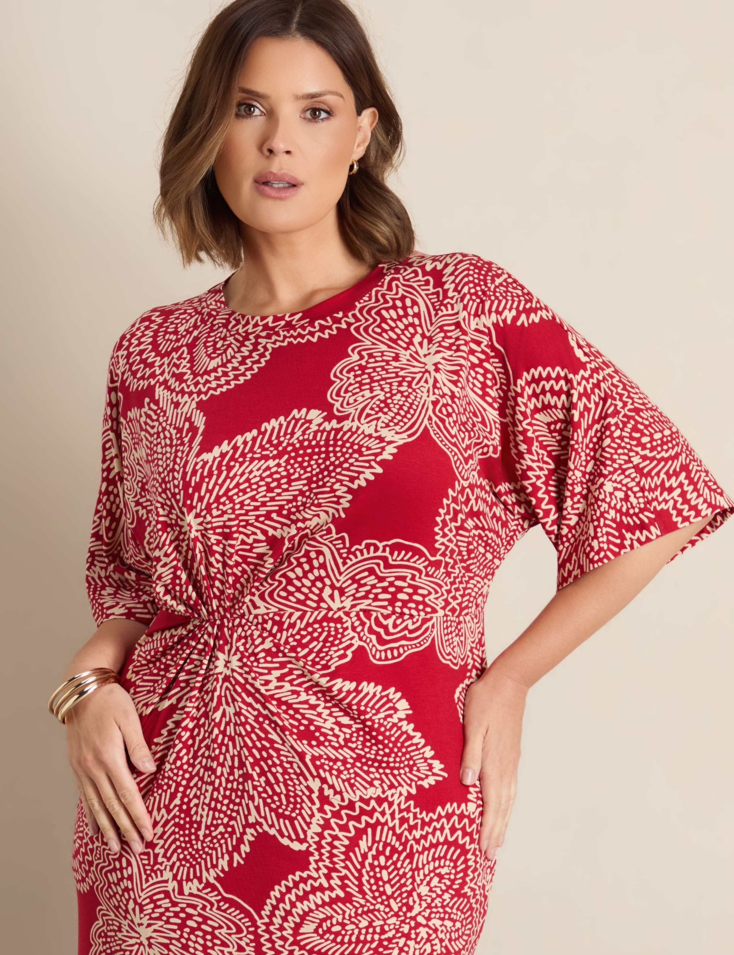 Jersey Floral Midaxi Waisted Dress 4 of 6