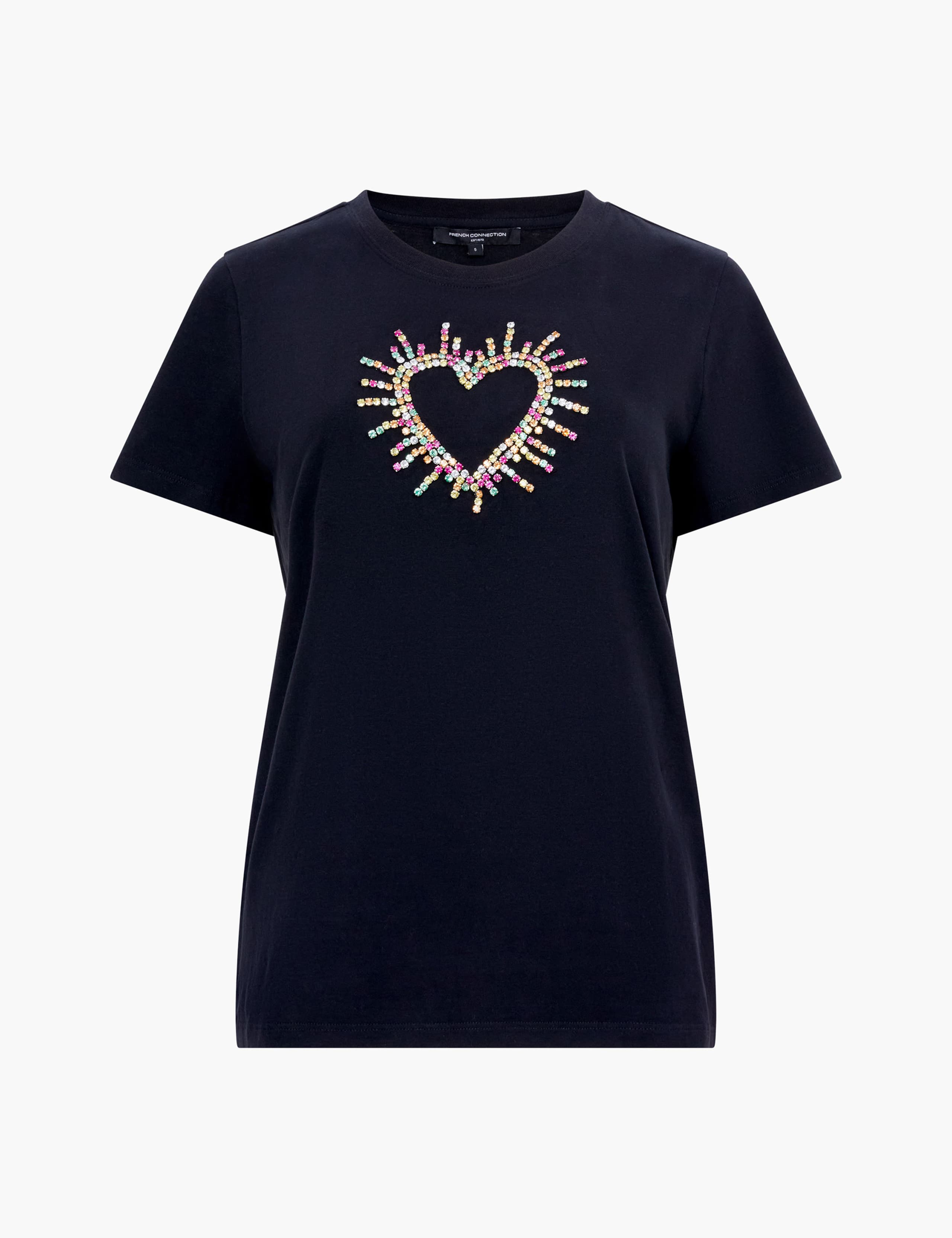 Pure Cotton Heart Embellished T-Shirt 1 of 1