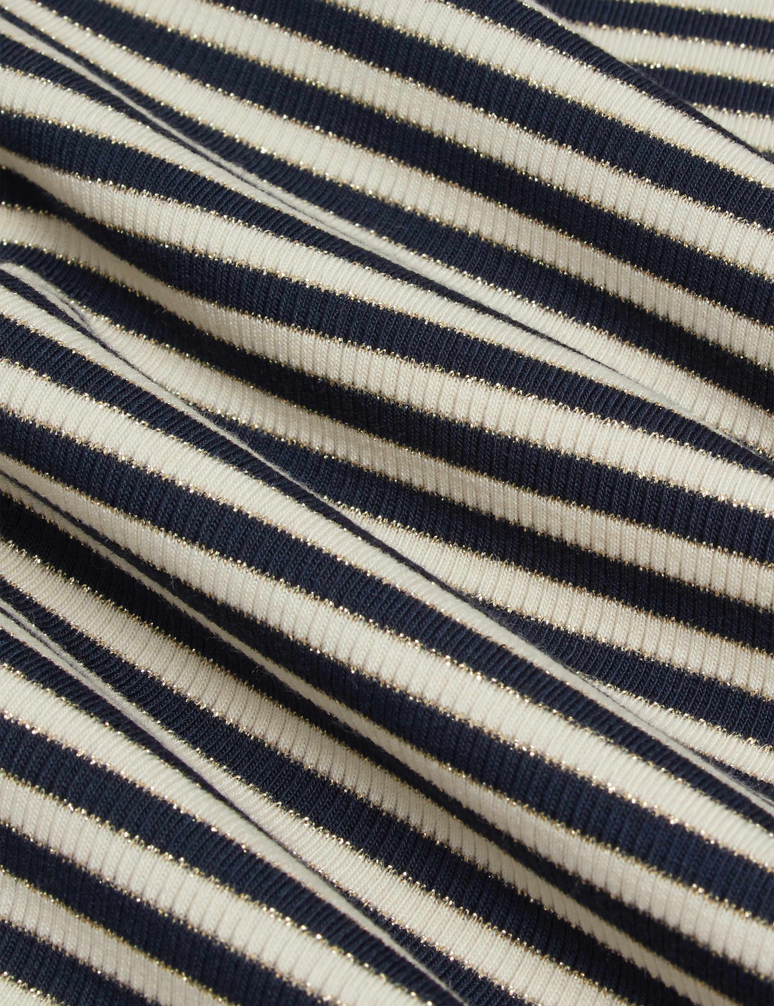 Sparkle Striped Button Detail T-Shirt 6 of 6