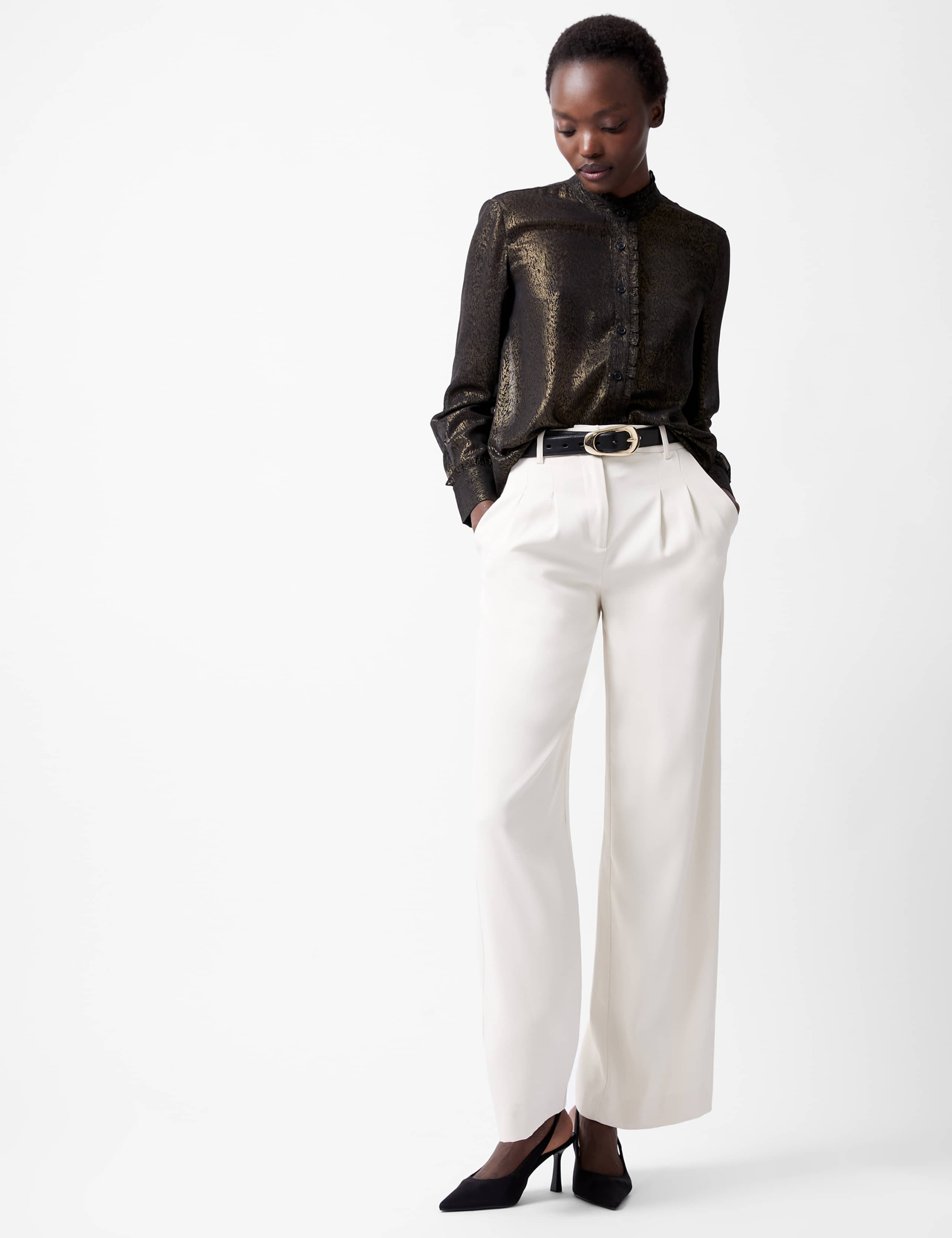 Chiffon Polka Dot Tie Neck Blouse 1 of 3