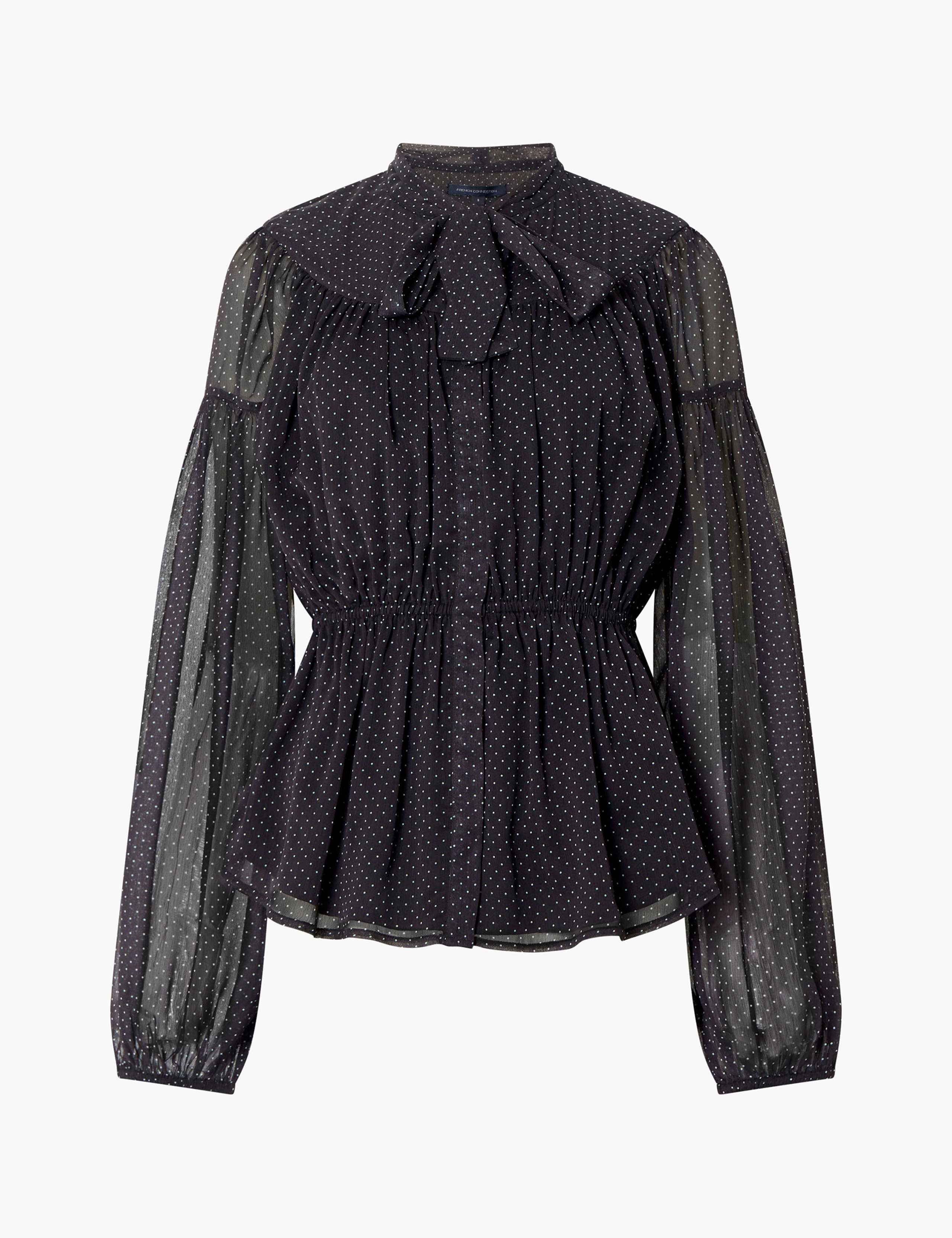 Chiffon Polka Dot Tie Neck Blouse 2 of 3