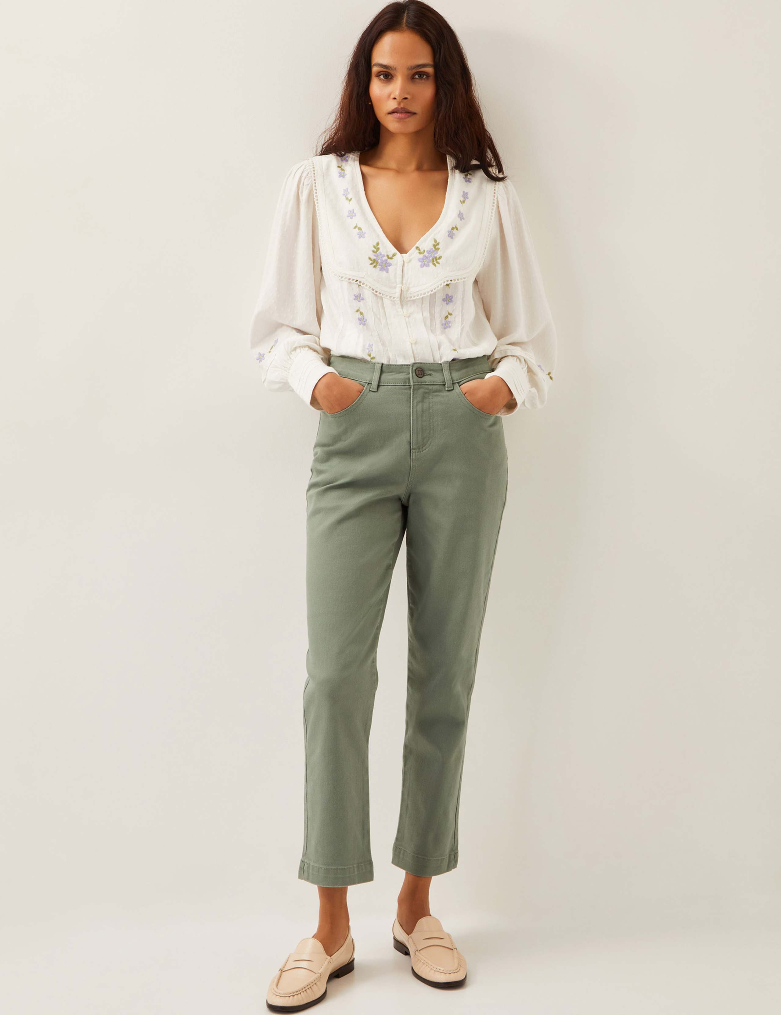 High Waisted Straight Leg Cropped Jeans 2 of 4