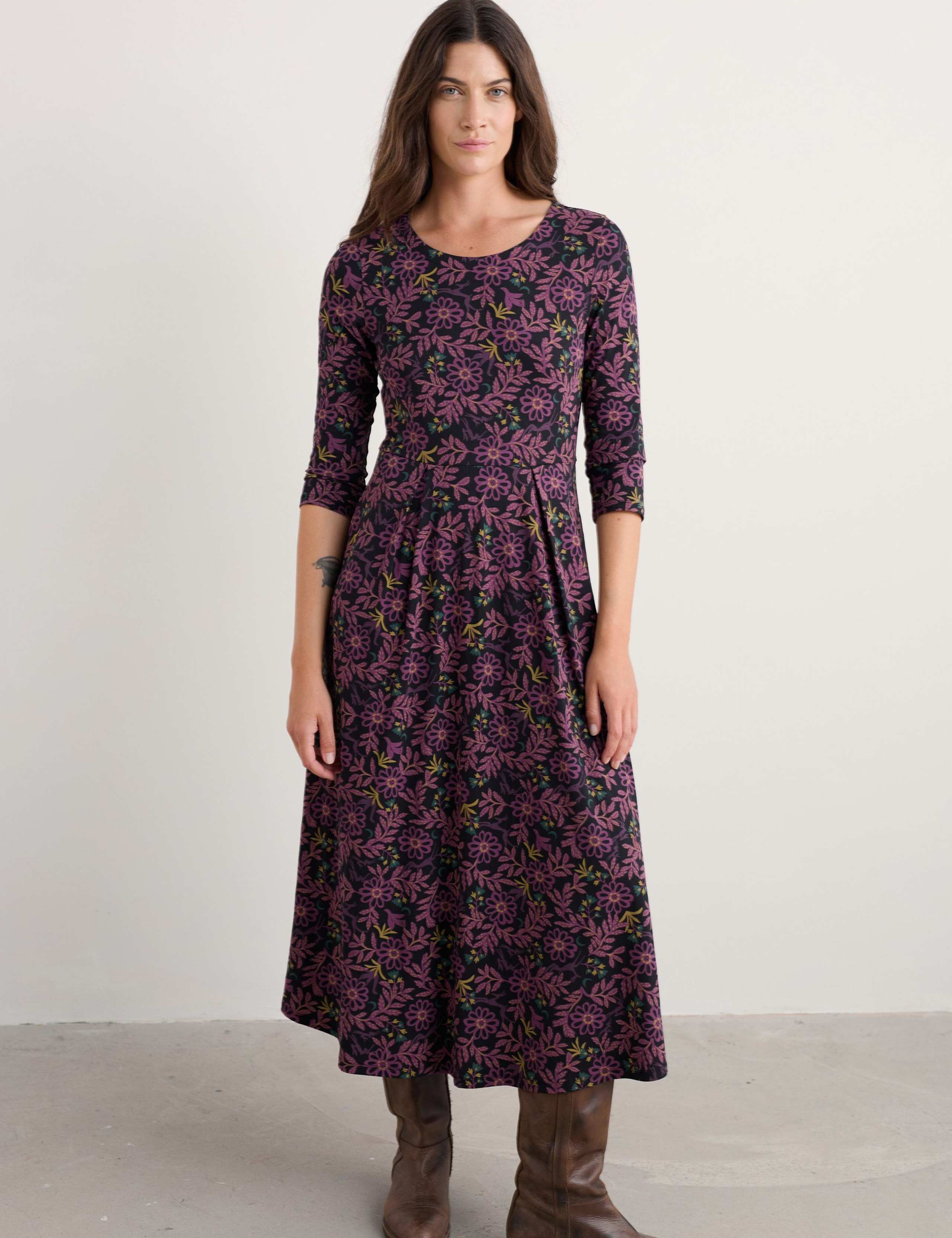 Cotton Rich Floral Waisted Midi Dress 4 of 6