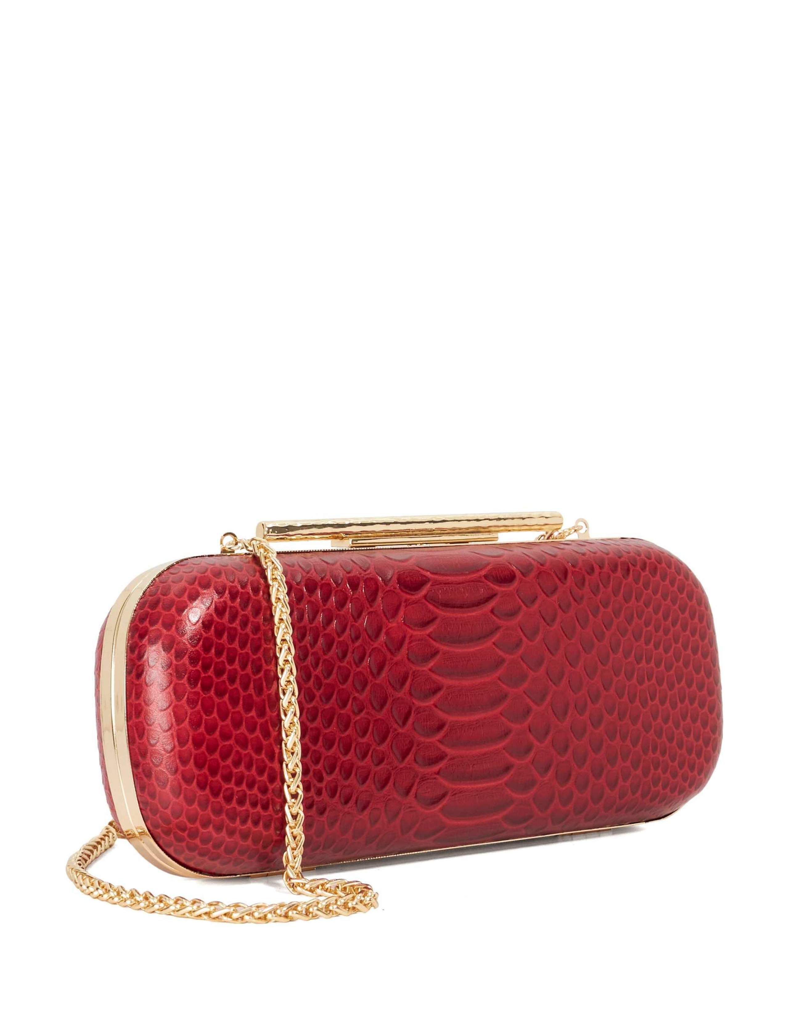 Leather Croc Effect Oval Hard Clutch Bag 2 of 6