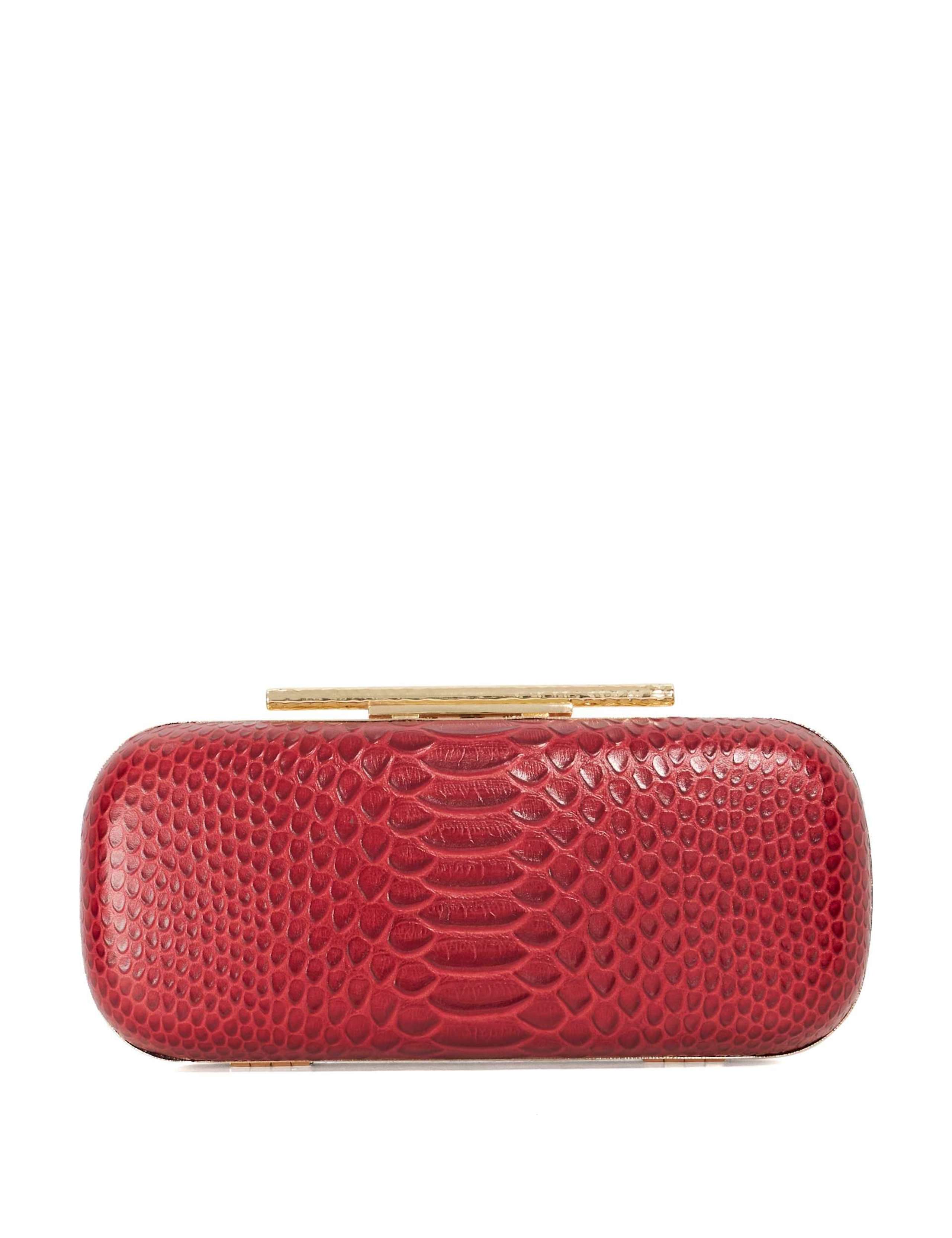 Leather Croc Effect Oval Hard Clutch Bag 3 of 6