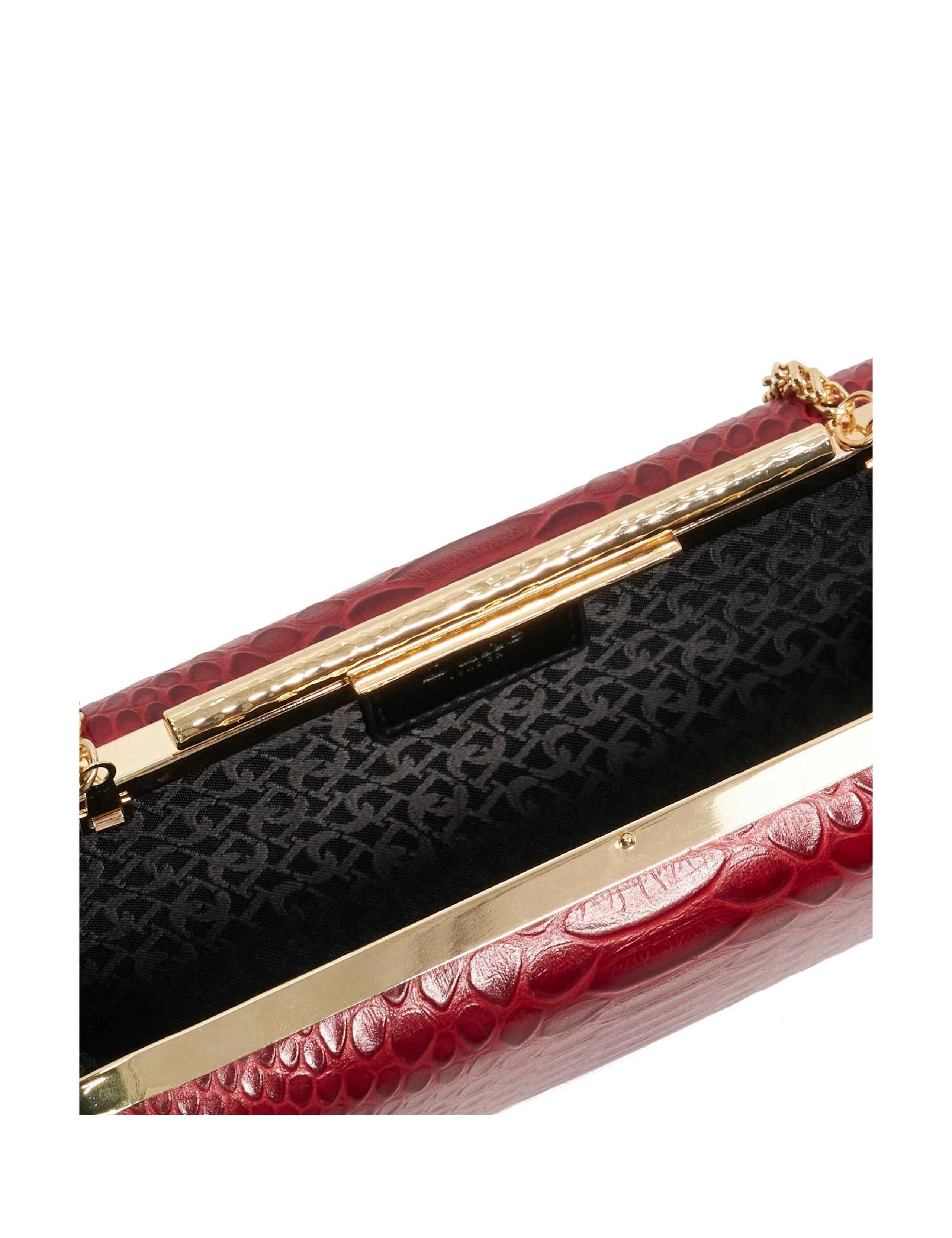 Leather Croc Effect Oval Hard Clutch Bag 4 of 6