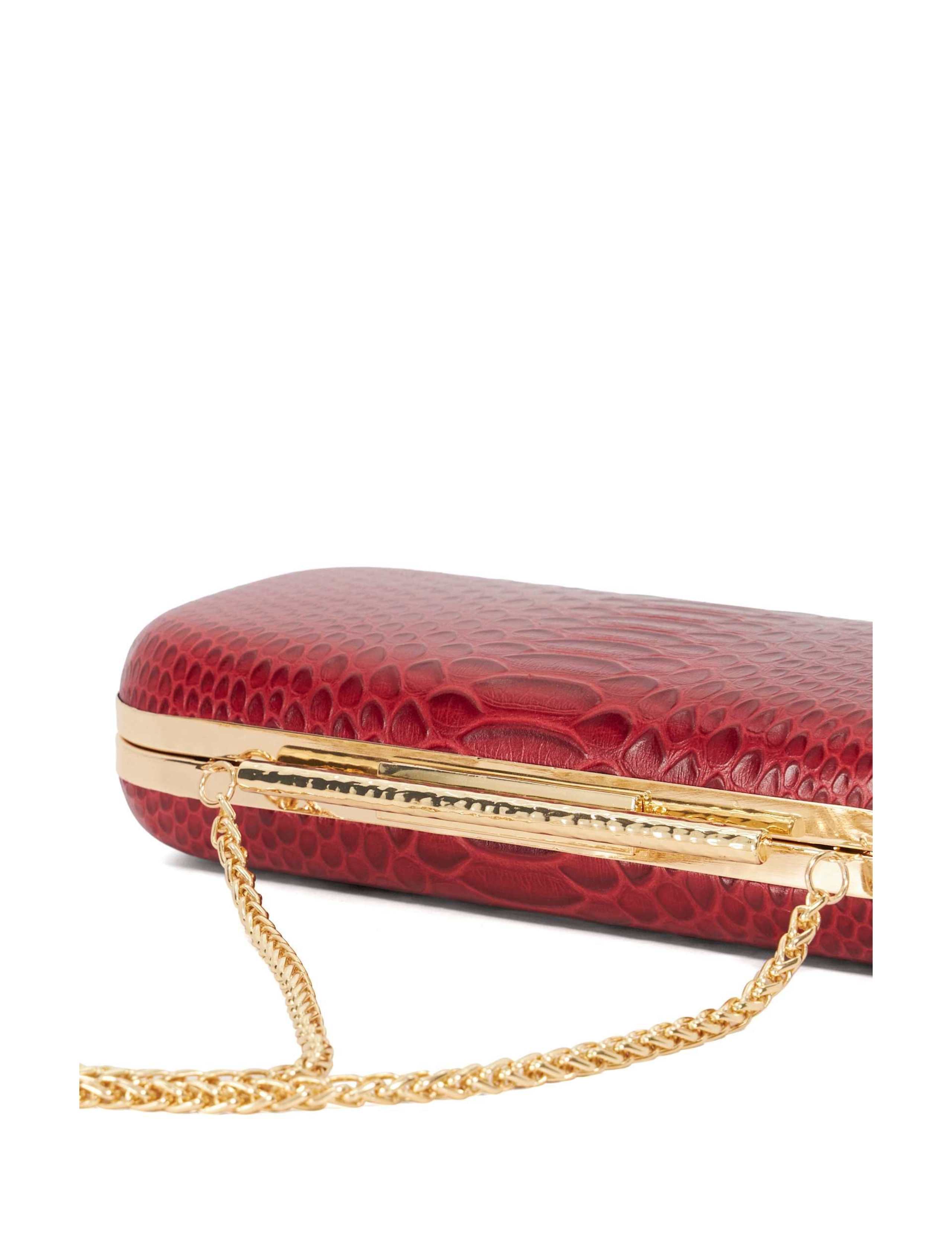 Leather Croc Effect Oval Hard Clutch Bag 5 of 6