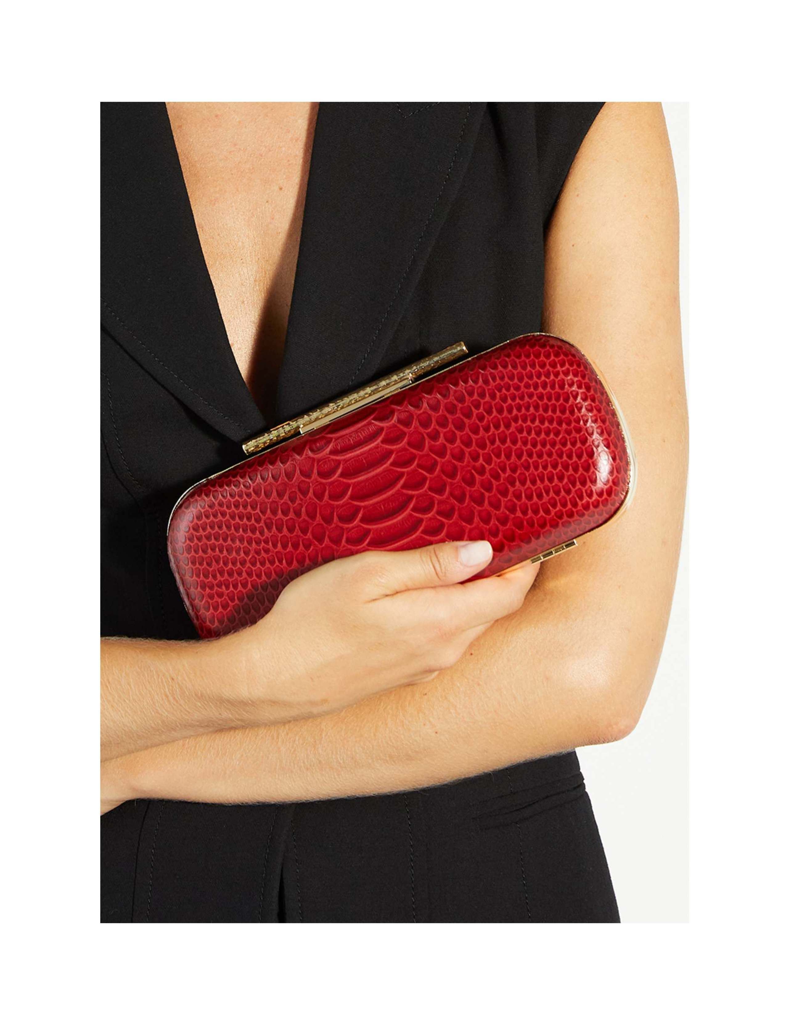 Leather Croc Effect Oval Hard Clutch Bag 6 of 6