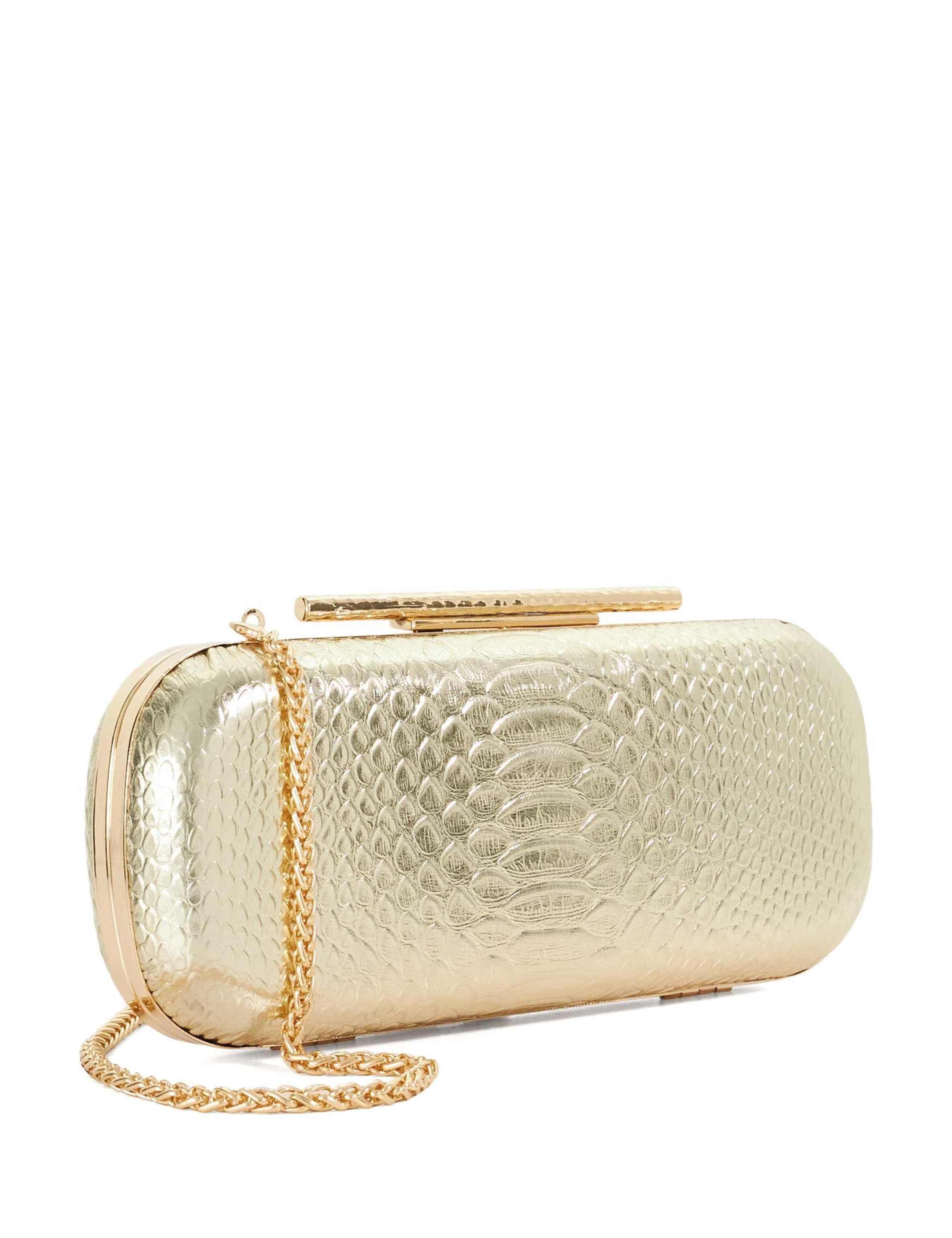 Leather Croc Effect Oval Hard Clutch Bag 2 of 6