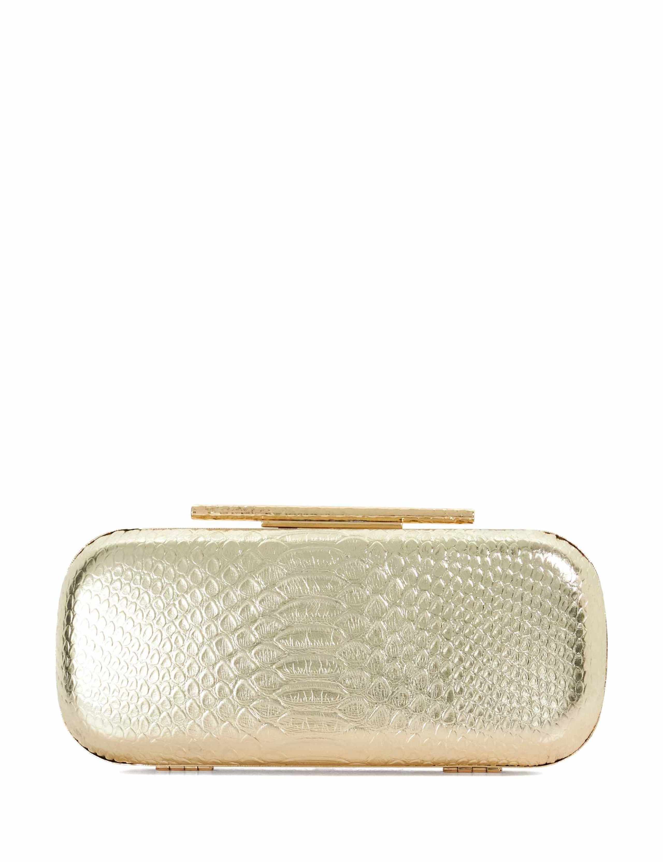 Leather Croc Effect Oval Hard Clutch Bag 3 of 6