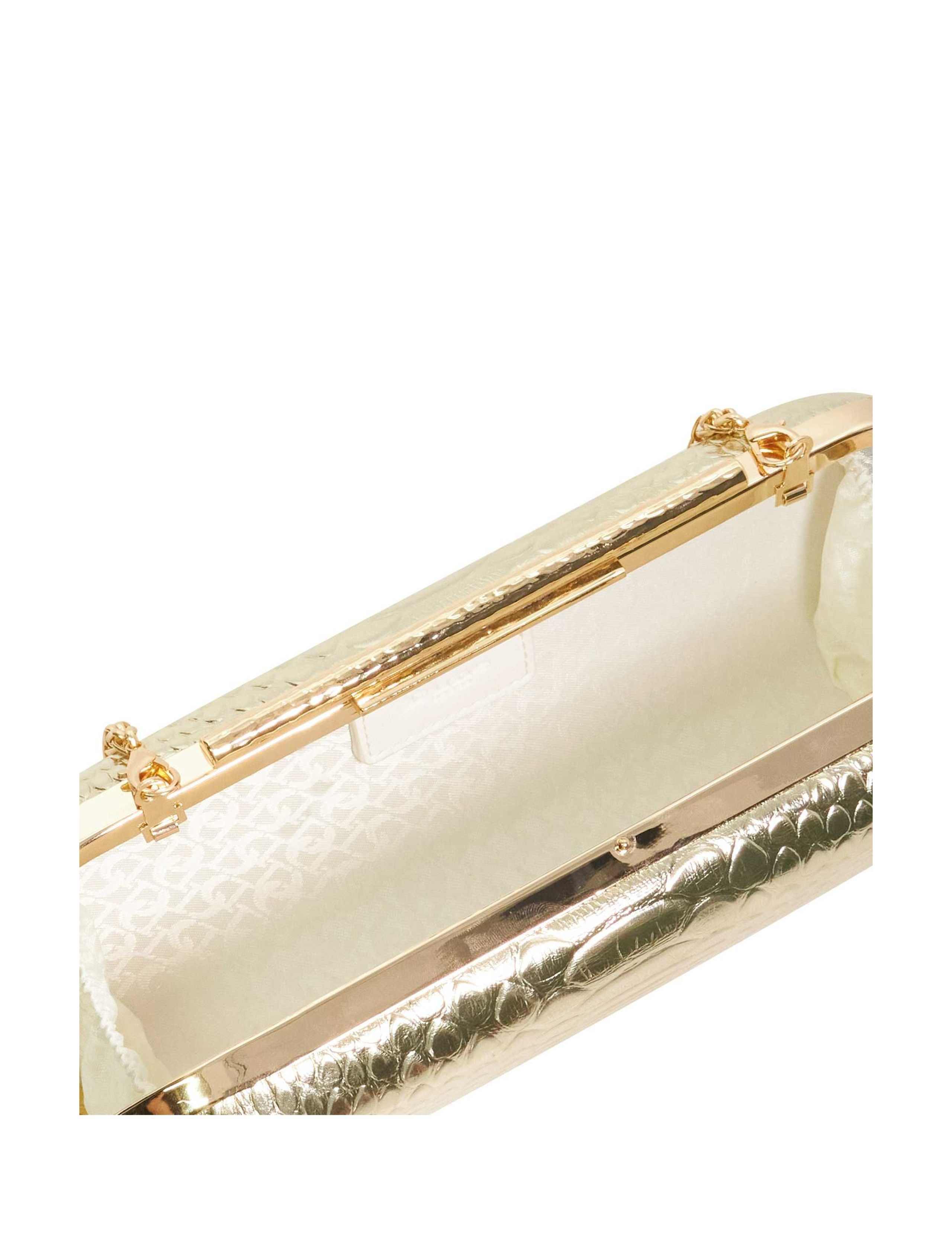 Leather Croc Effect Oval Hard Clutch Bag 4 of 6