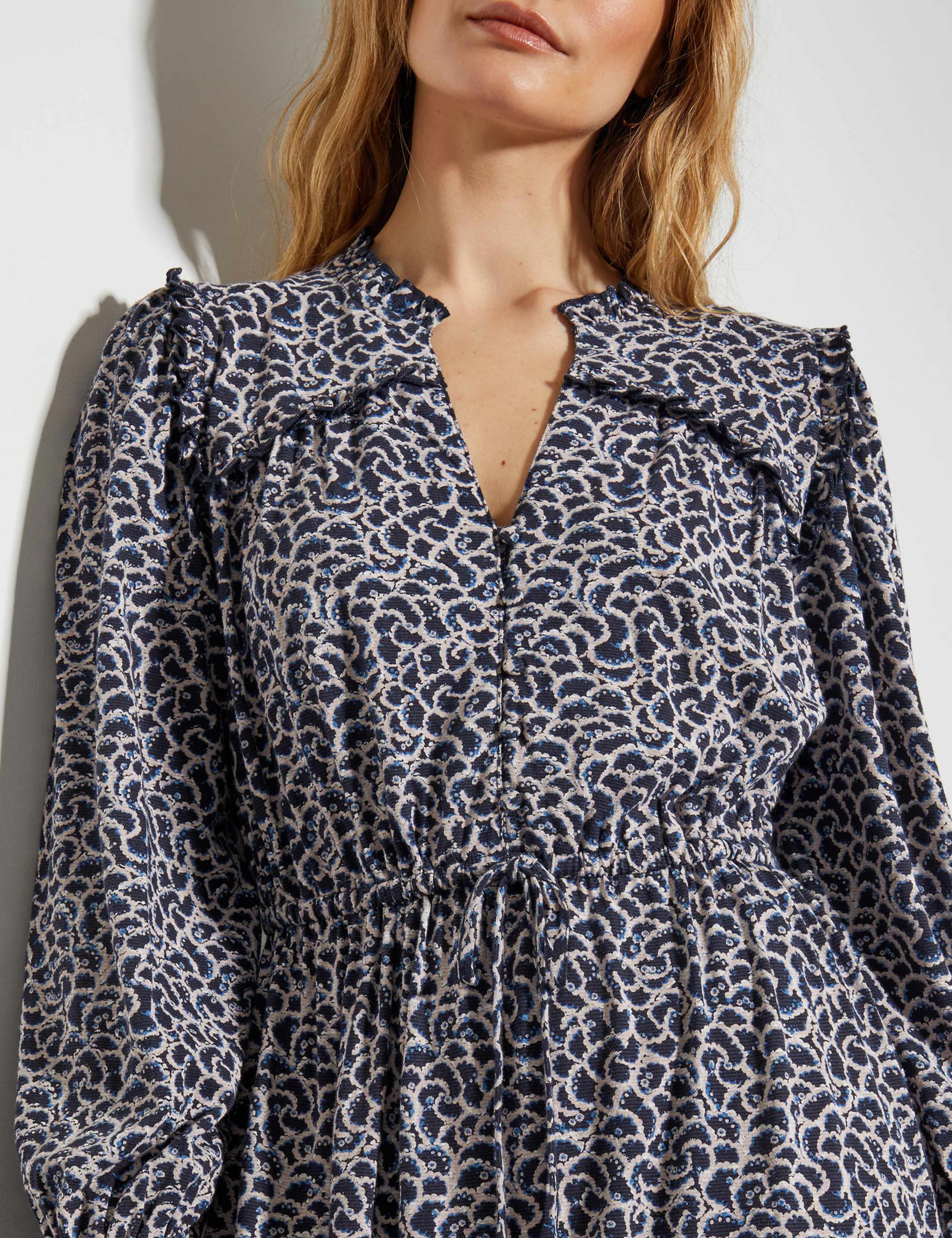 Jersey Printed V-Neck Midi Skater Dress 2 of 4