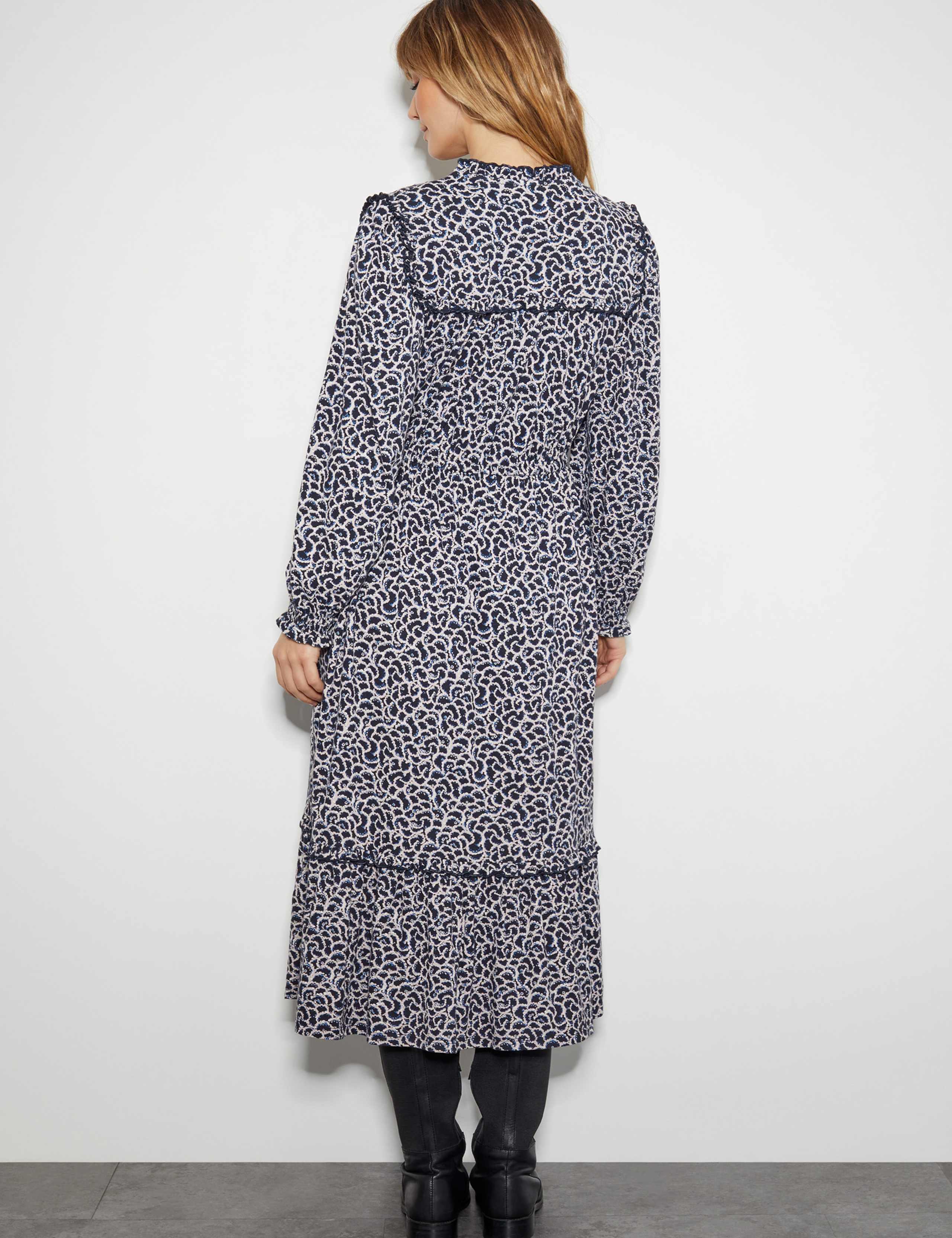 Jersey Printed V-Neck Midi Skater Dress 4 of 4