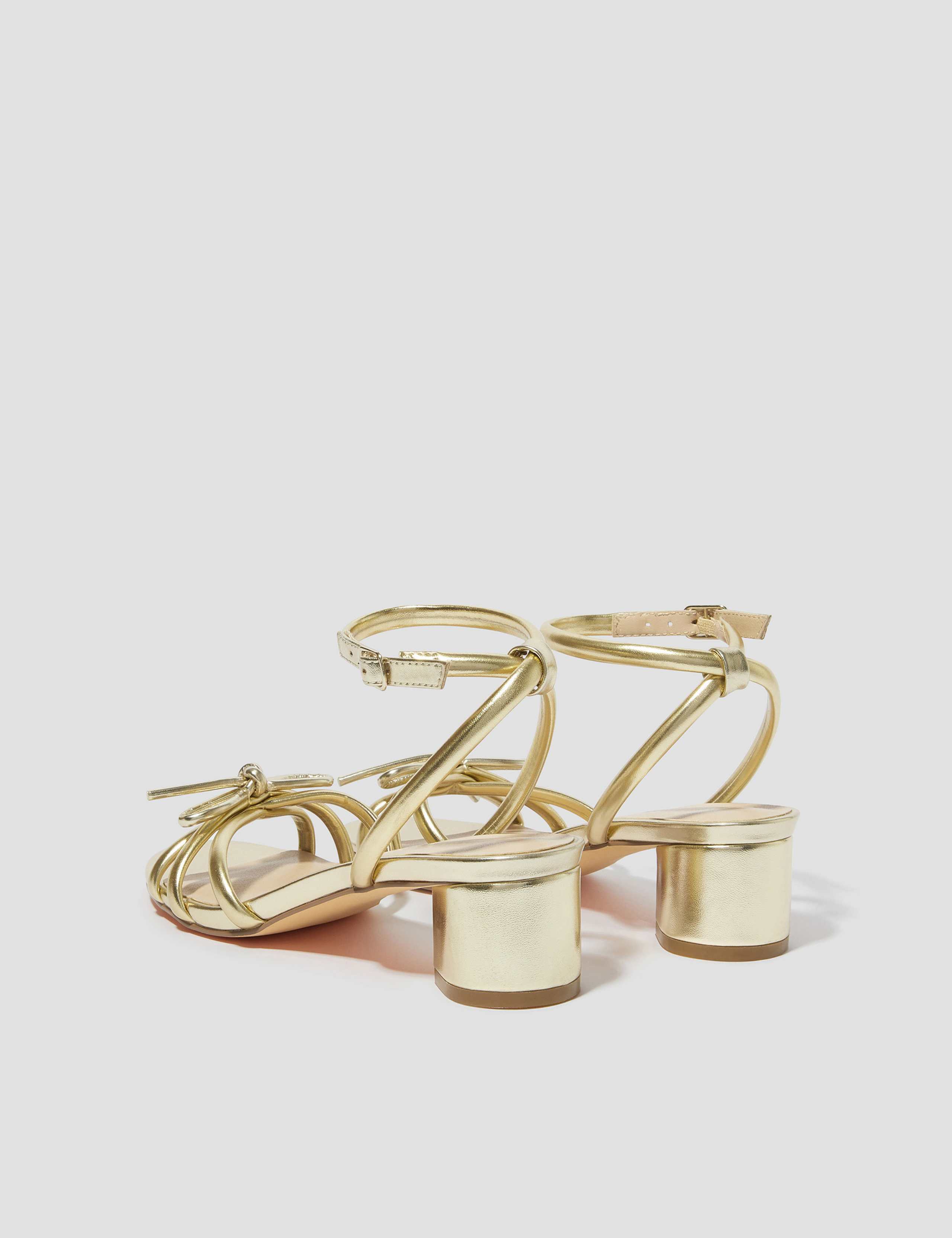 Metallic Ankle Strap Block Heel Sandals 2 of 4