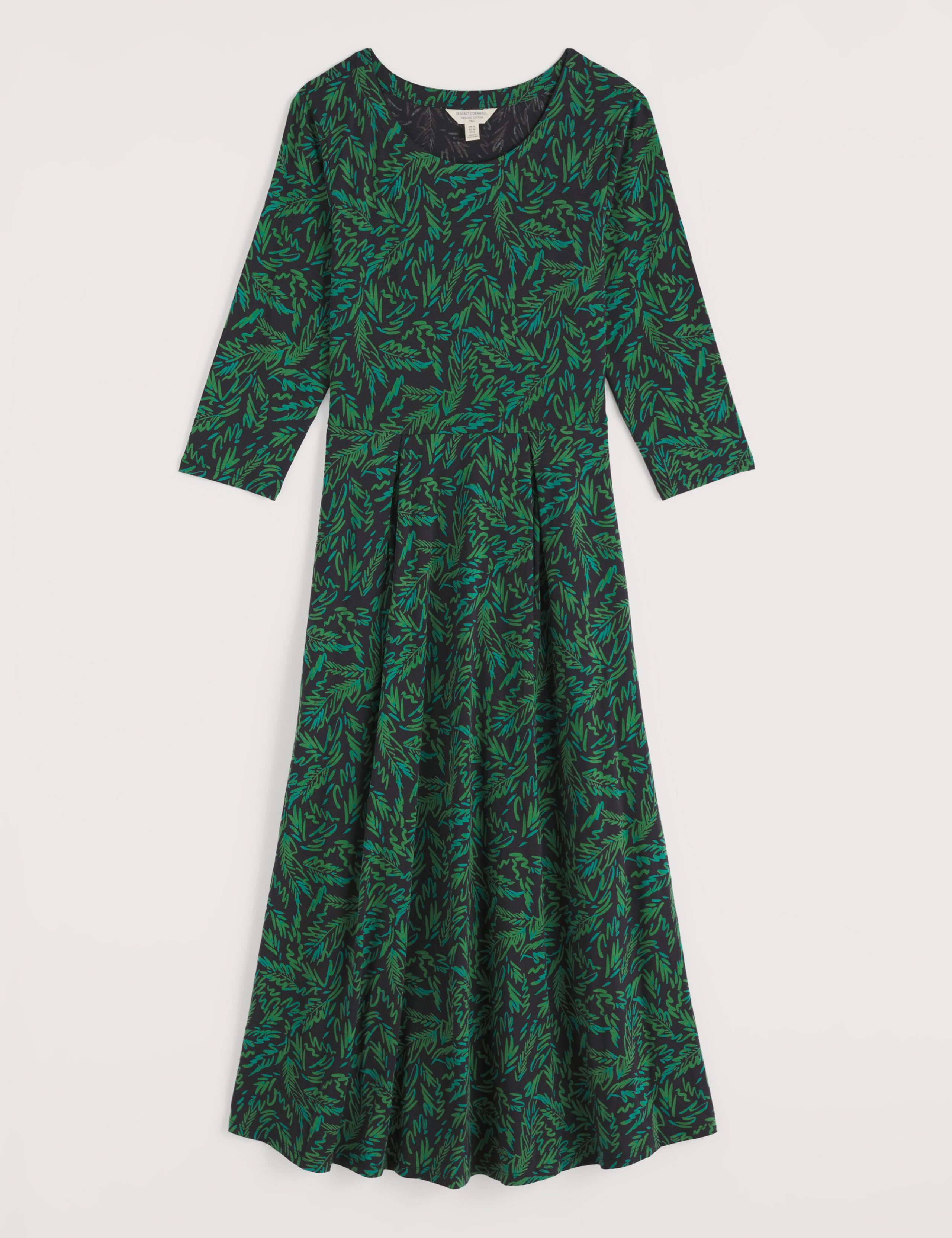 Cotton Rich Jersey Leaf Print Waisted Dress 2 of 5