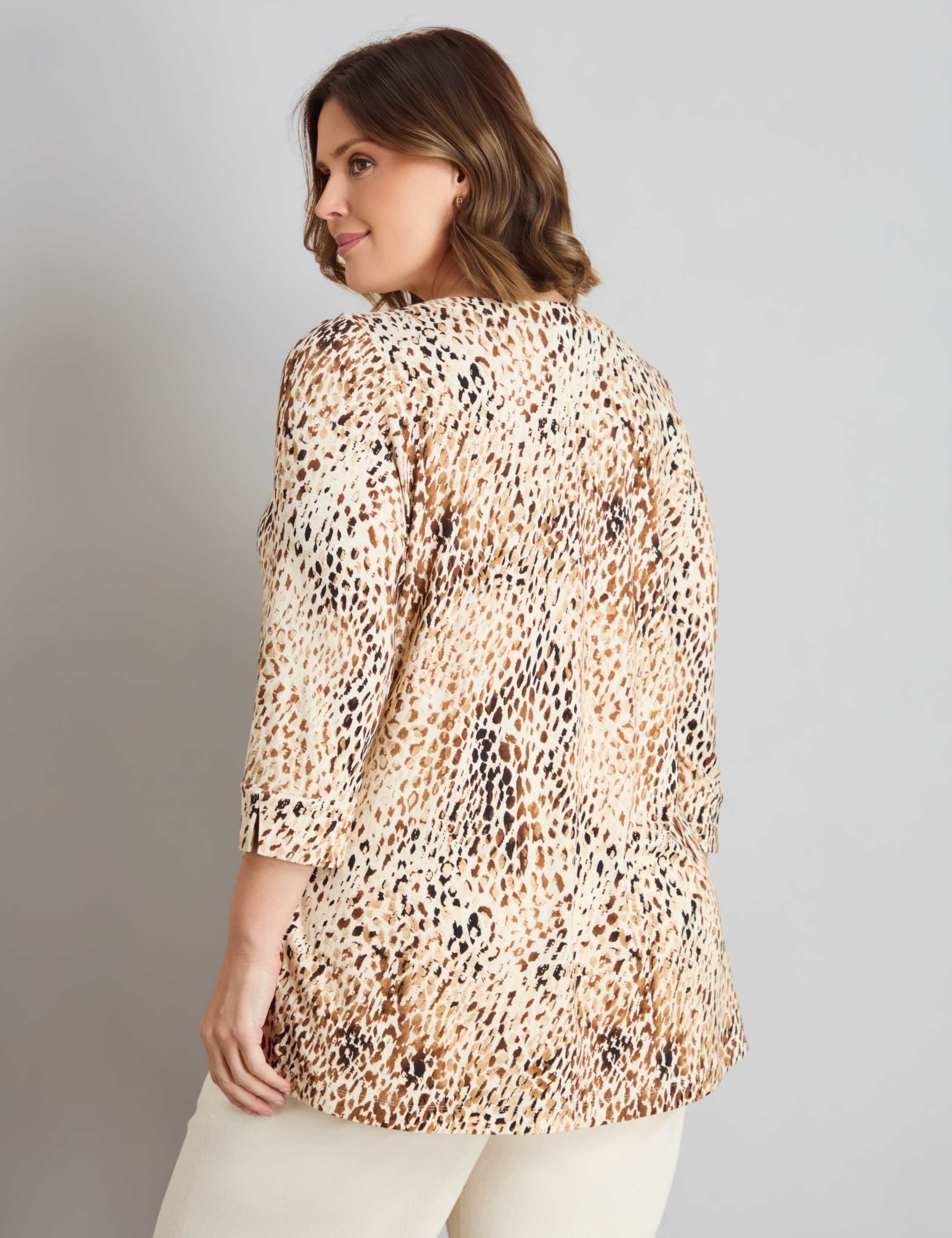 Jersey Animal Print V-Neck Swing Hem Blouse 5 of 5