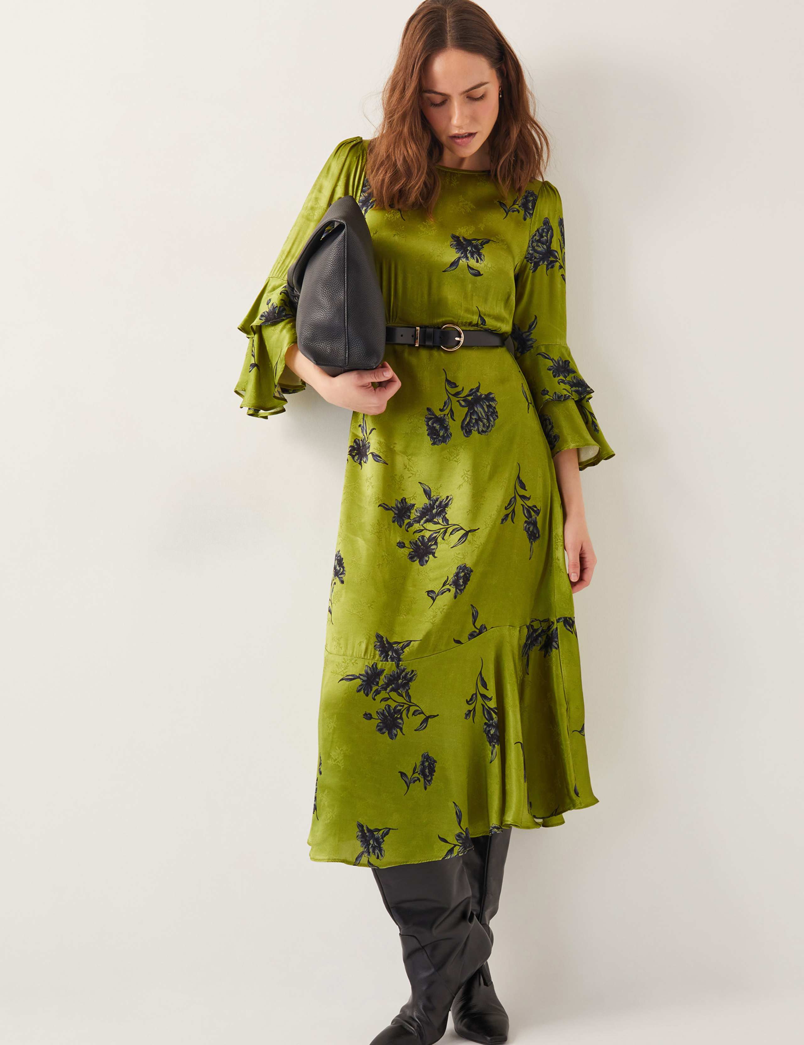 Satin Printed Keyhole Midi Tea Dress 2 of 5