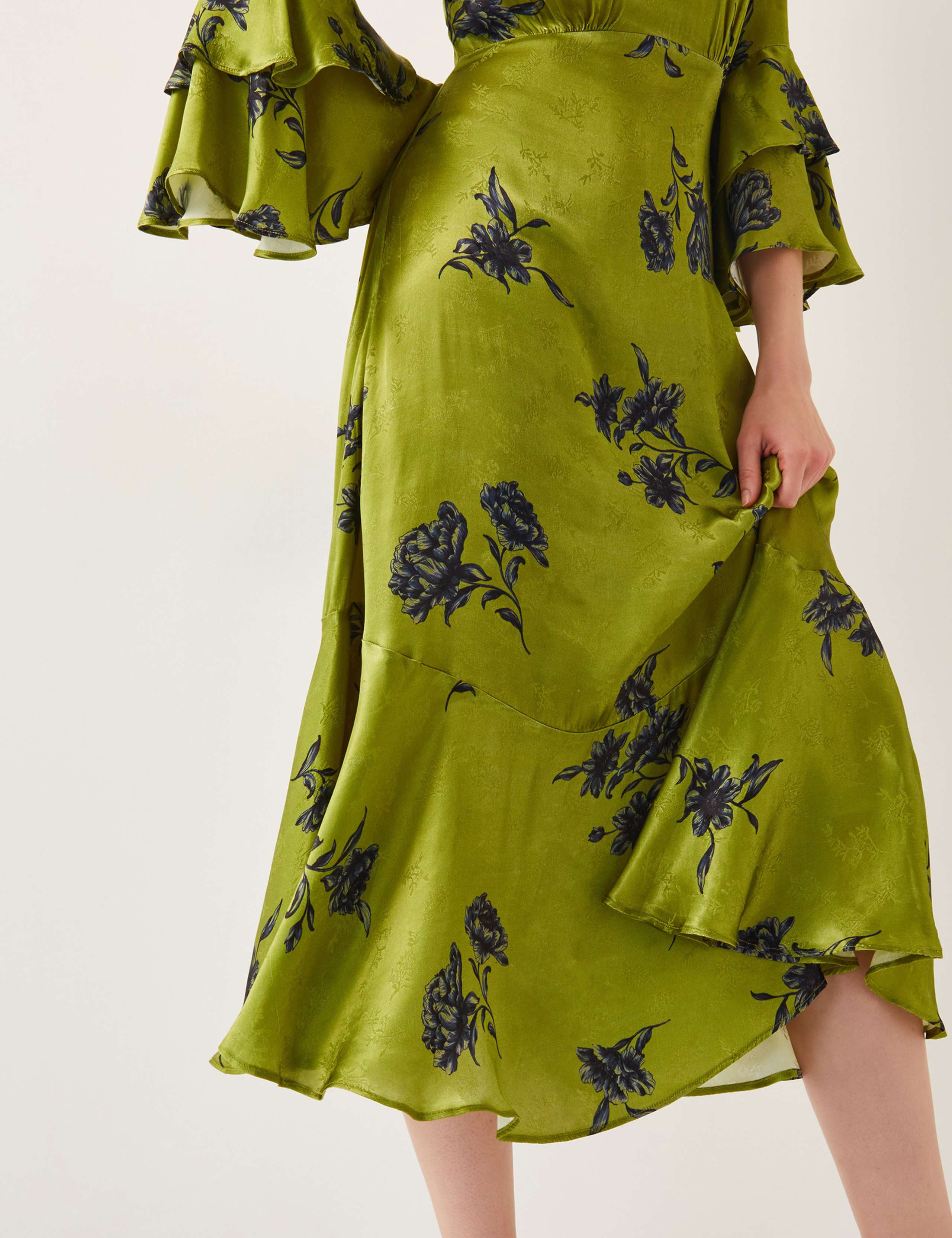 Satin Printed Keyhole Midi Tea Dress 3 of 5