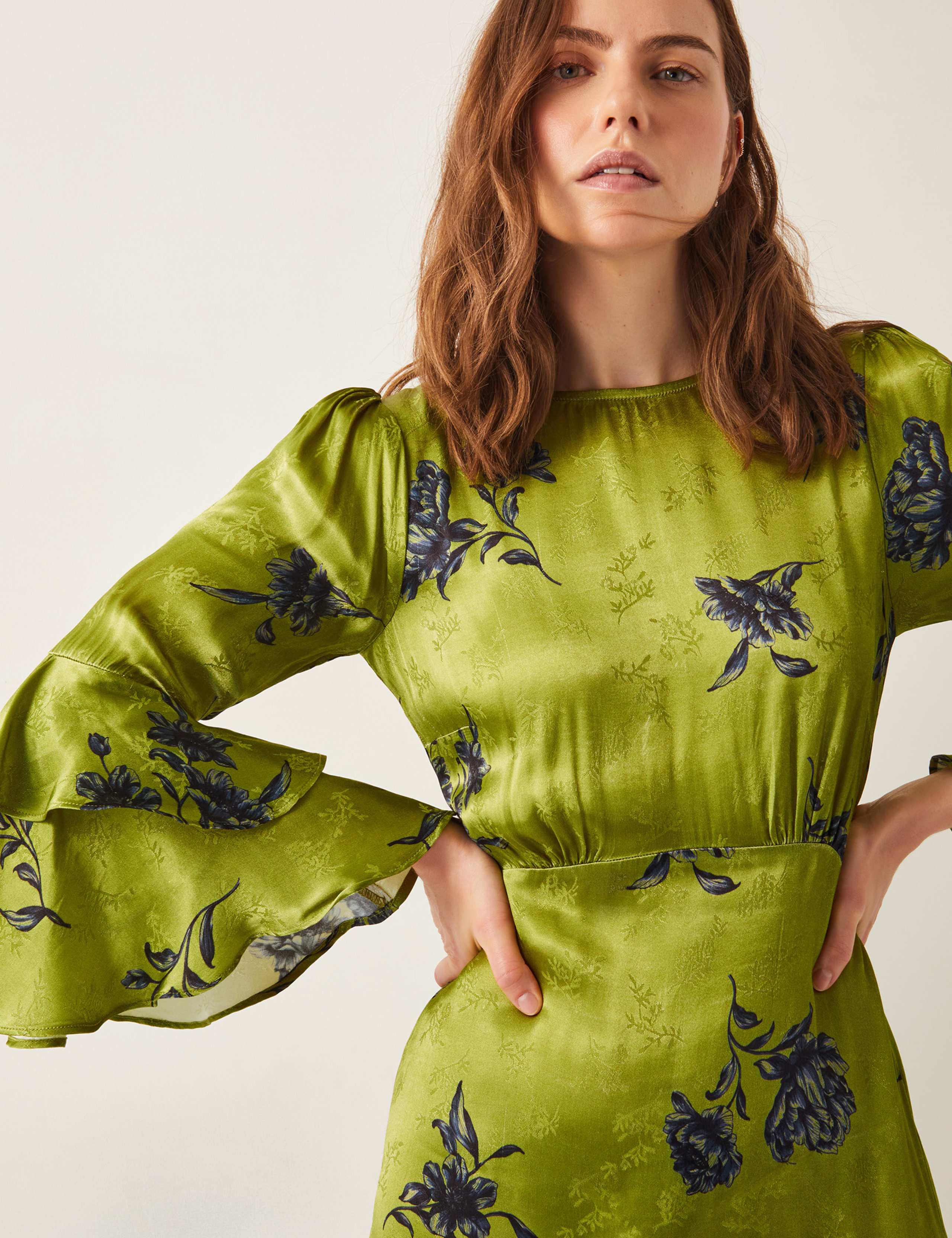 Satin Printed Keyhole Midi Tea Dress 4 of 5