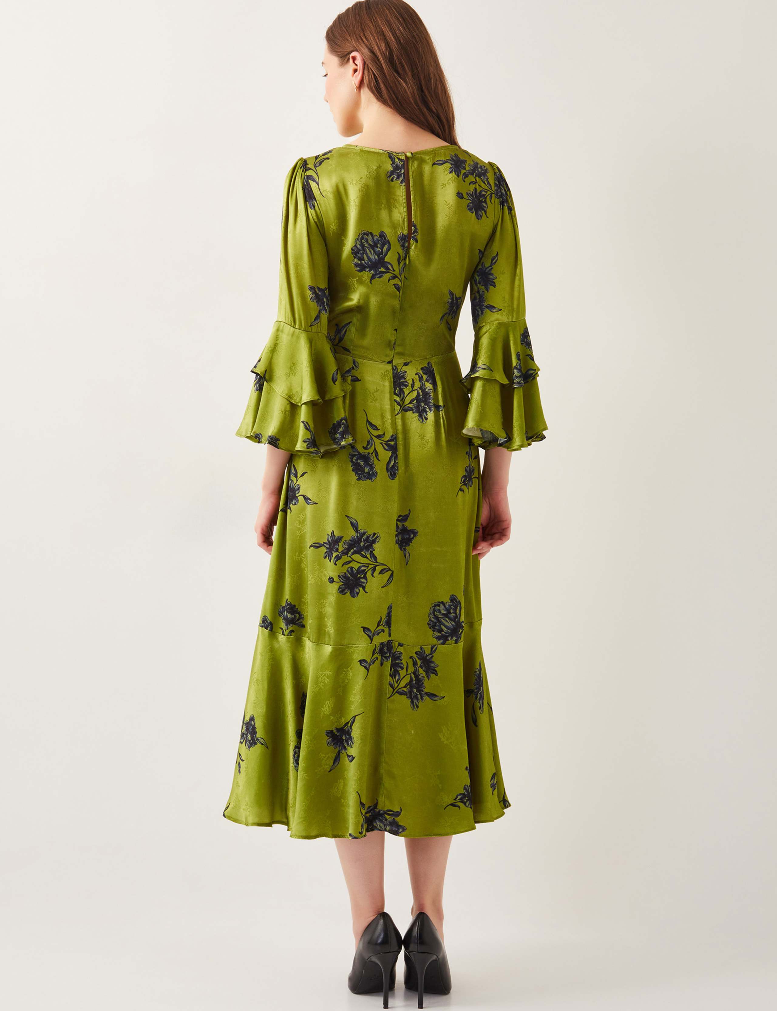 Satin Printed Keyhole Midi Tea Dress 5 of 5