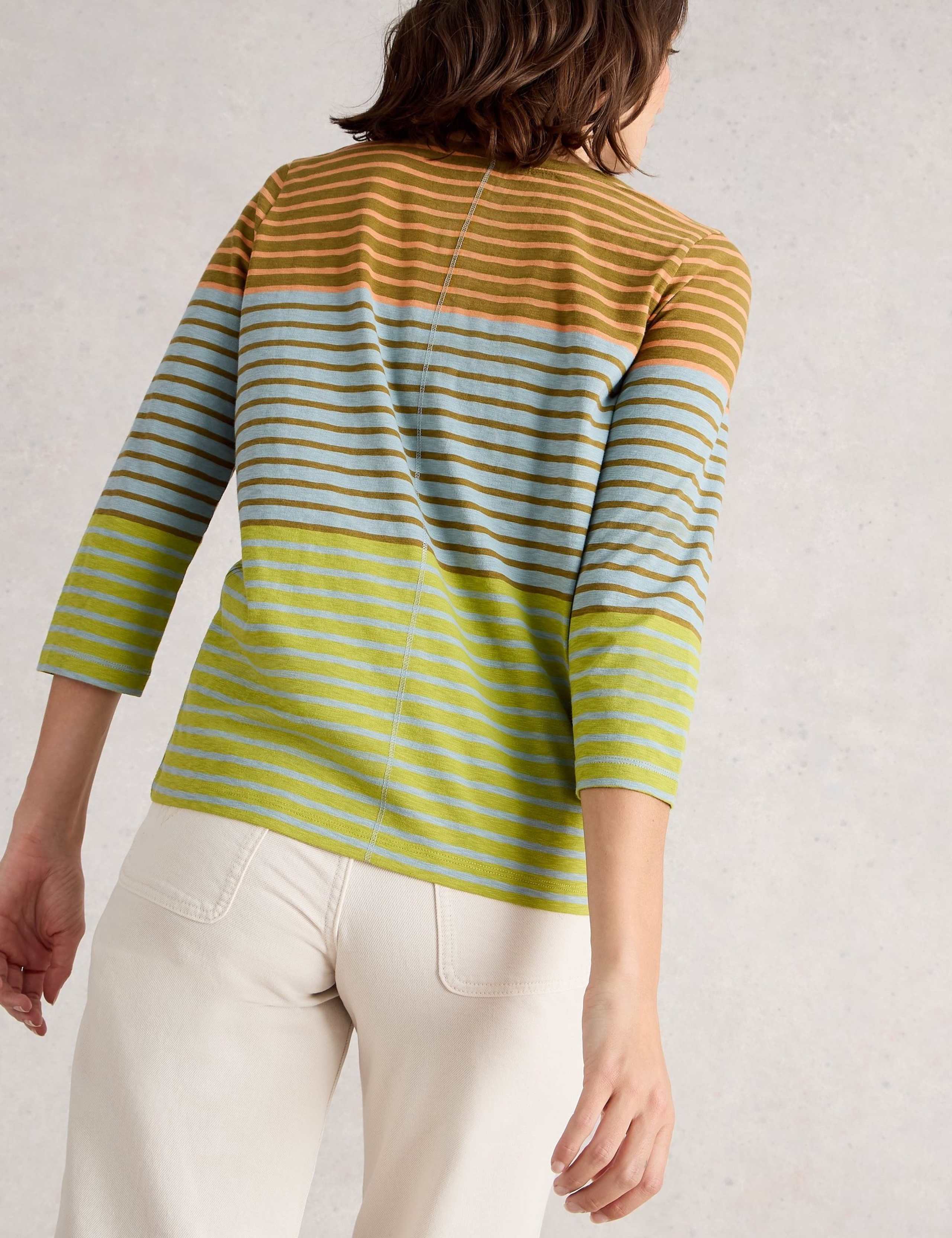 Pure Cotton Striped V-Neck Top 4 of 6