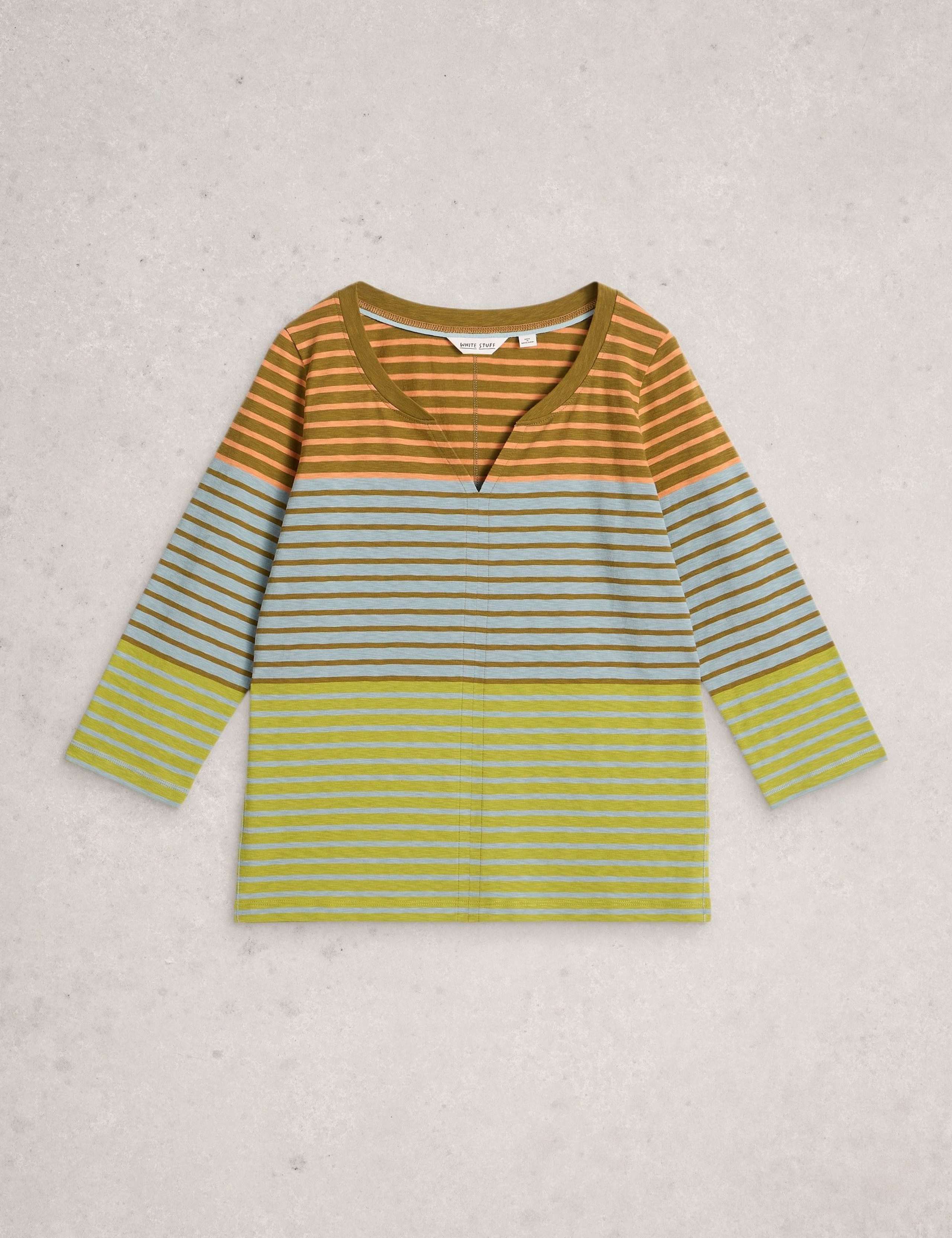 Pure Cotton Striped V-Neck Top 2 of 6