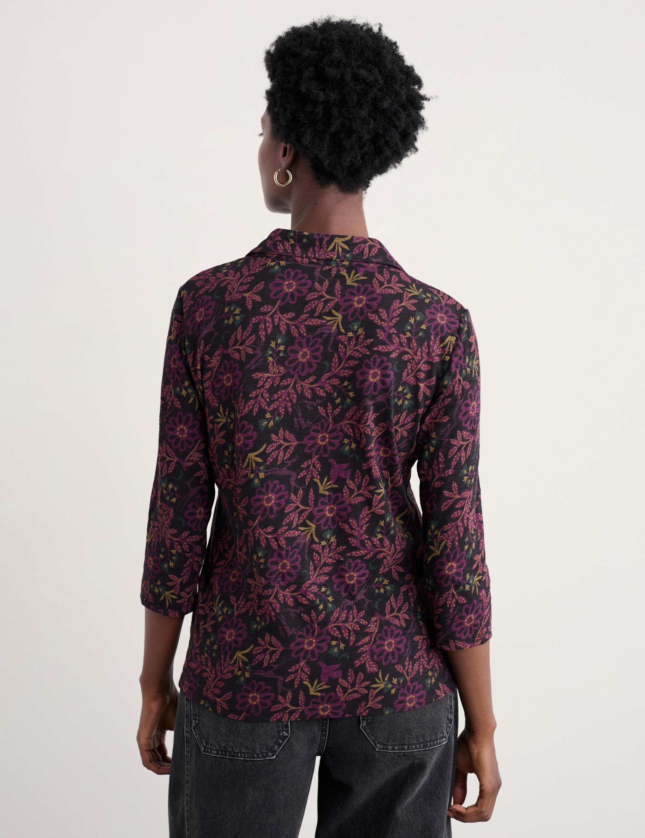 Pure Cotton Floral Collared Top 4 of 5