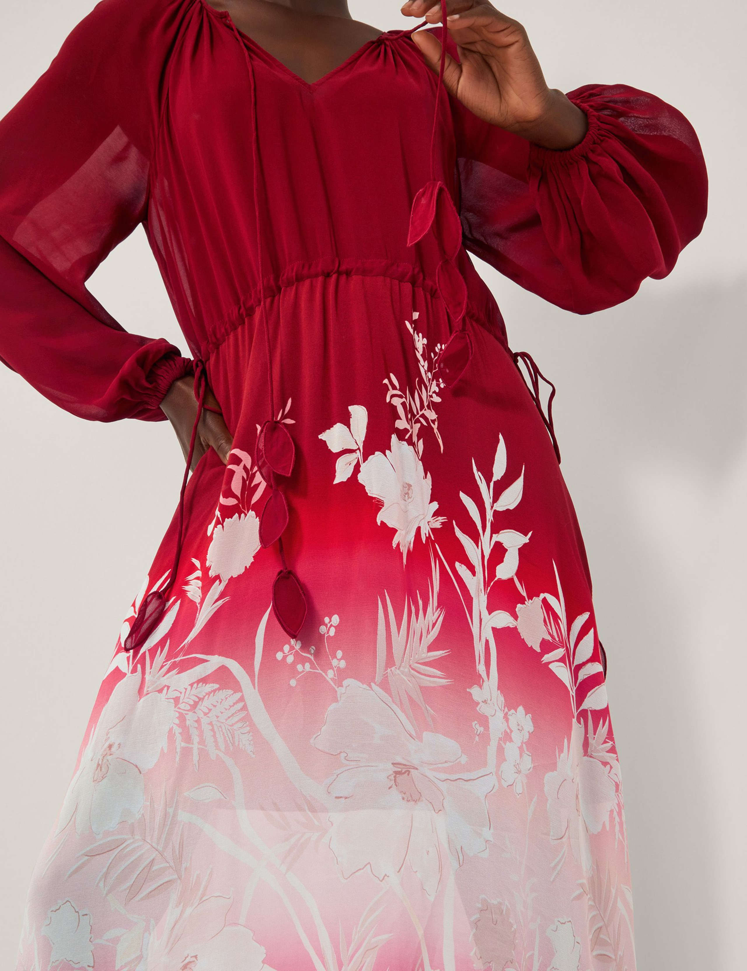 Floral Tie Neck Maxi Skater Dress 4 of 5