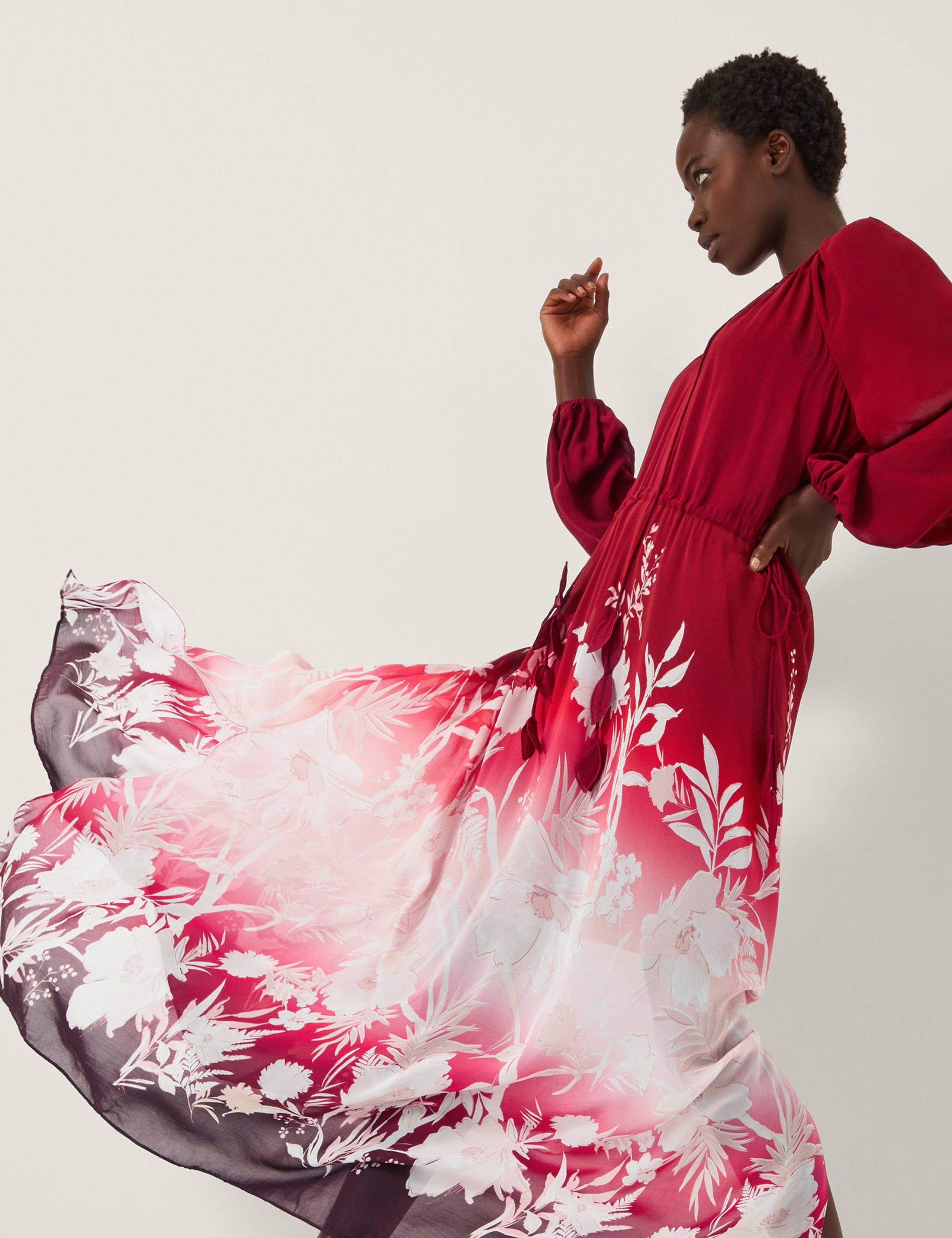 Floral Print Ombré Tie Neck Maxi Dress 5 of 5