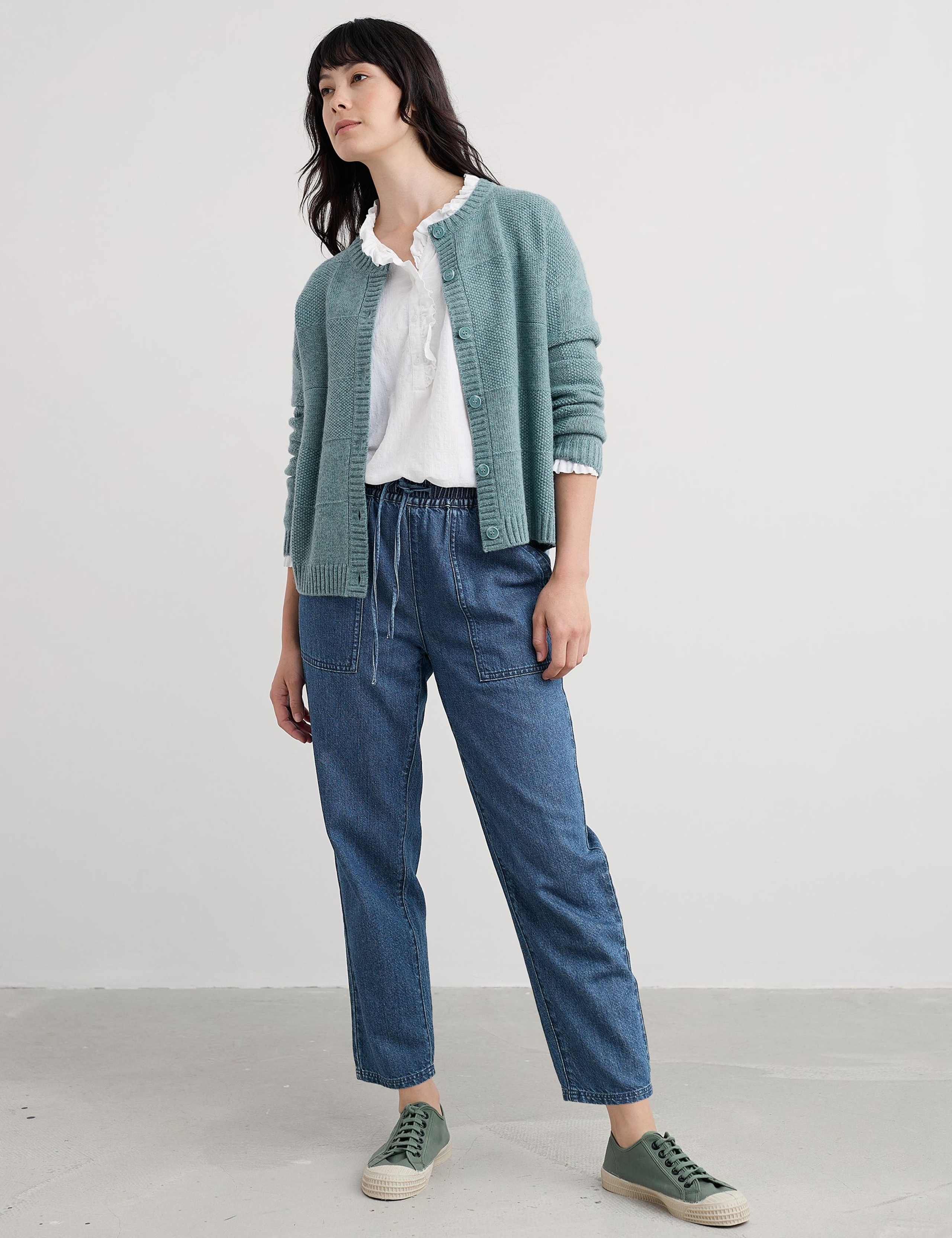 Cotton Rich Drawstring Joggers with Linen 1 of 5