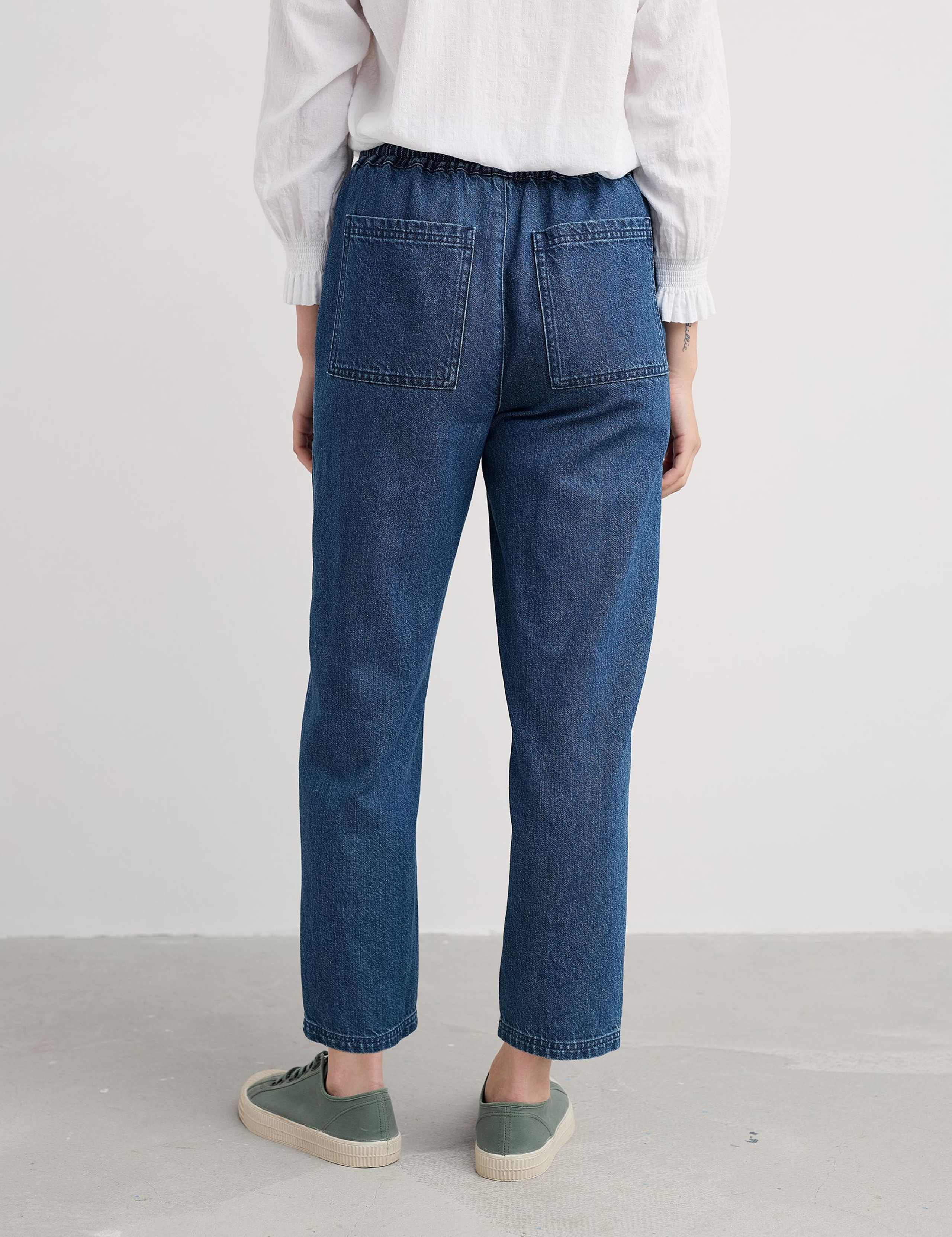 Cotton Rich Drawstring Joggers with Linen 4 of 5