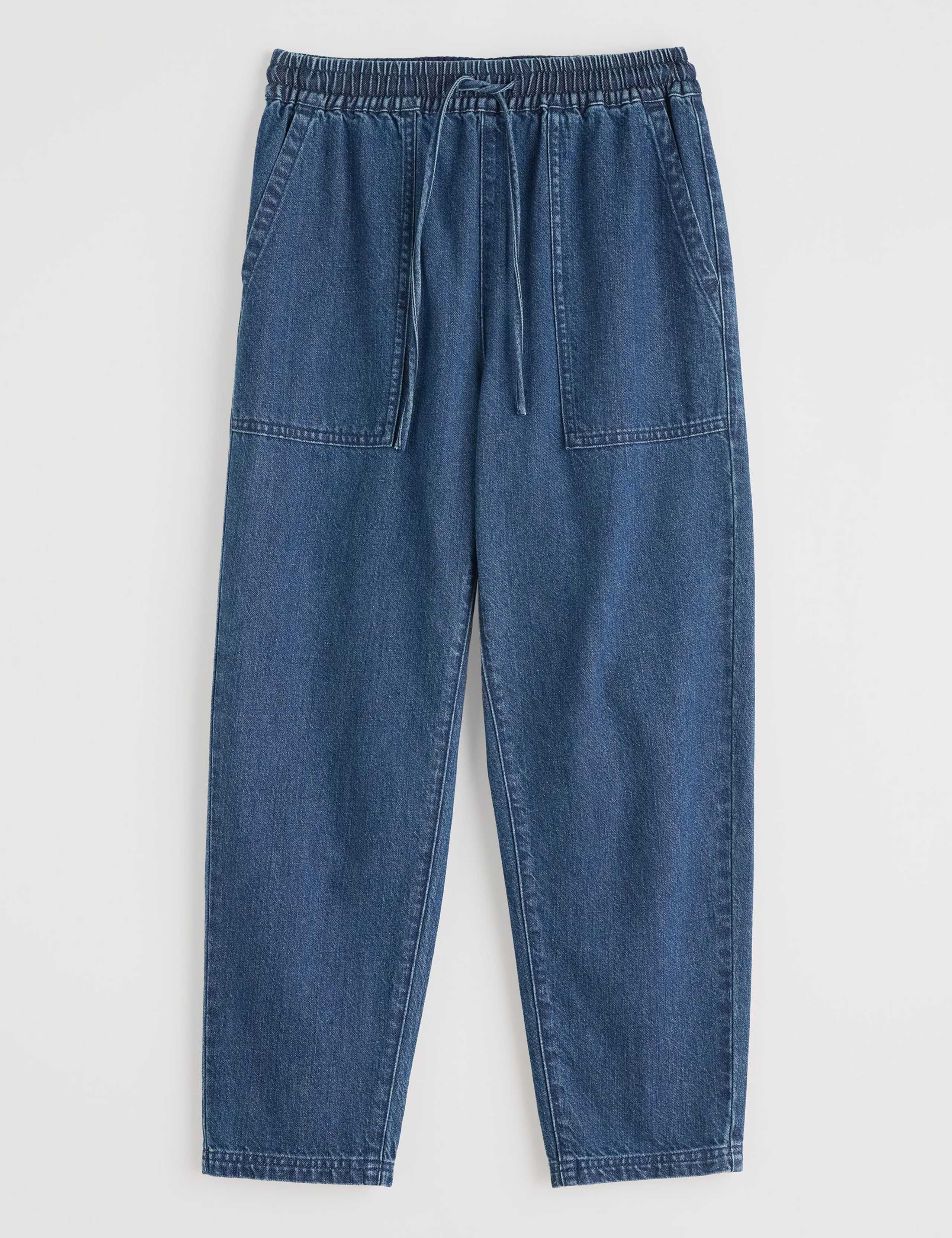 Cotton Rich Drawstring Joggers with Linen 2 of 5