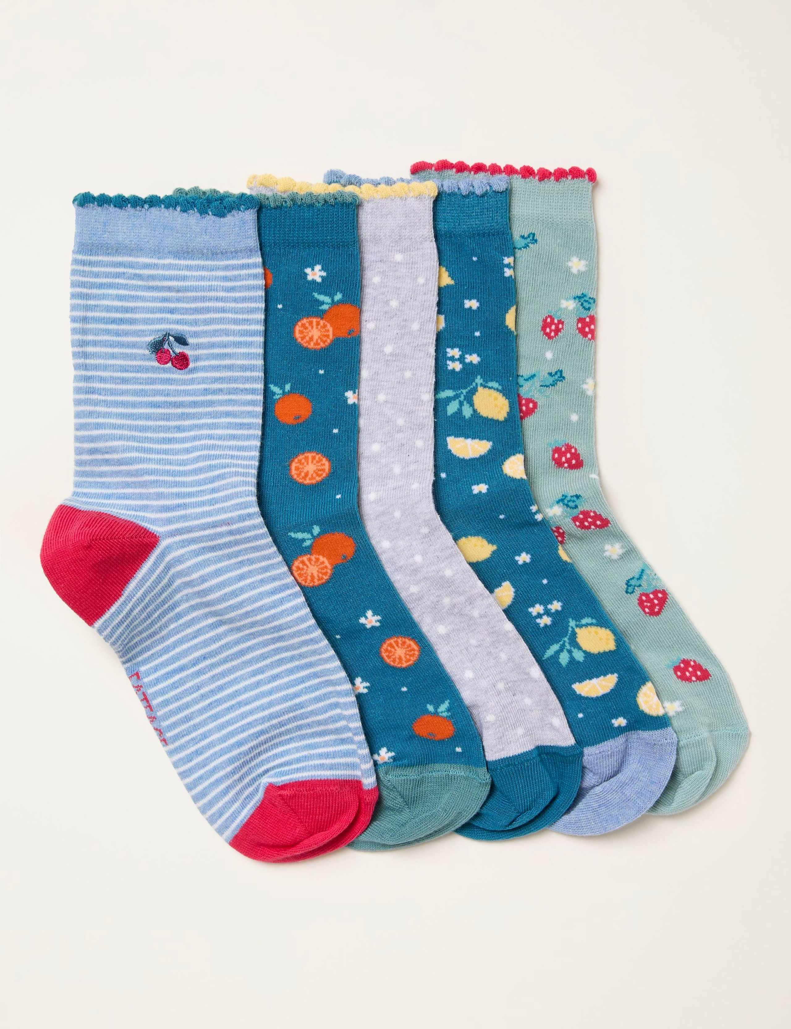 5 Pack Cotton Rich Fruit Ankle High Socks 2 of 2