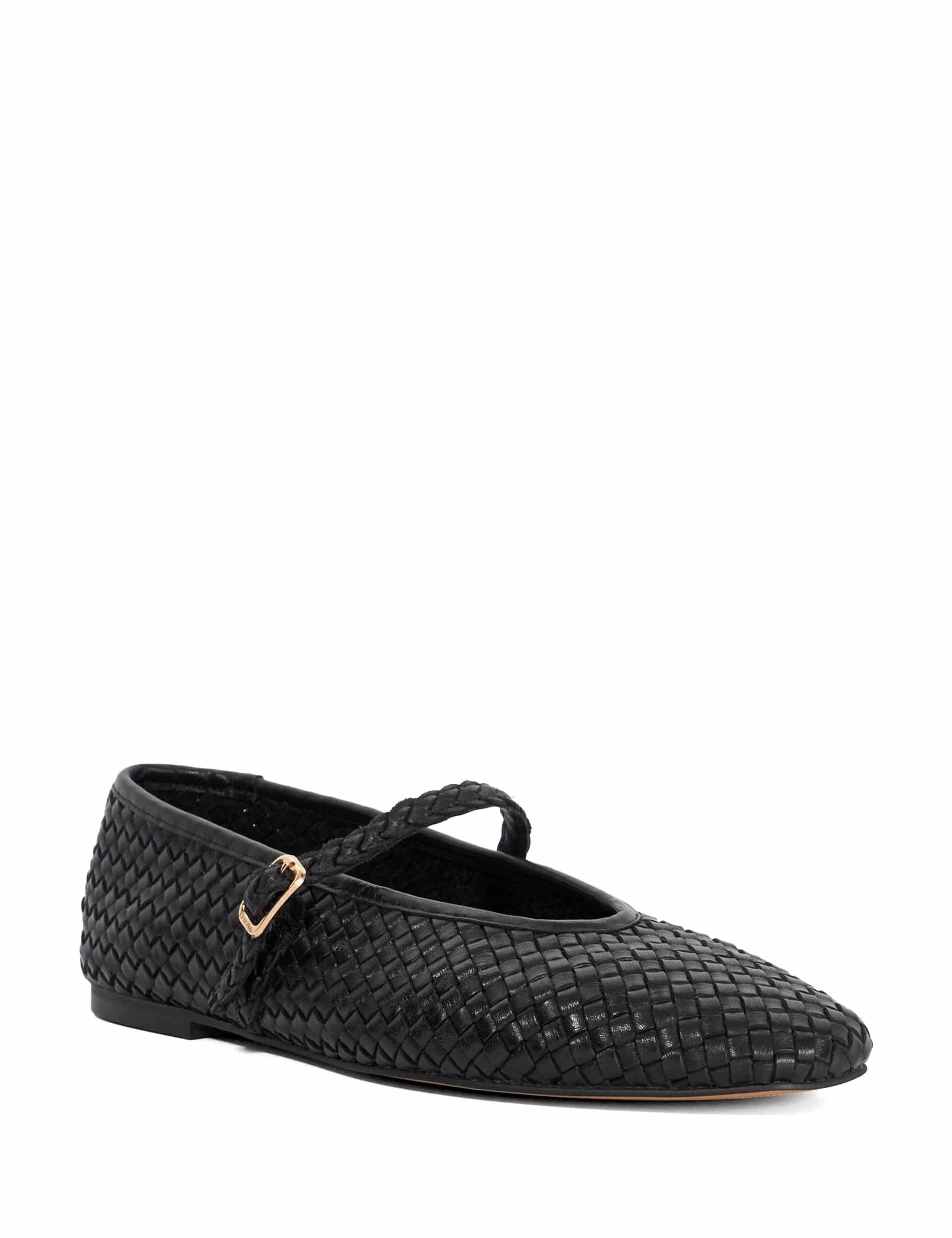 Headliner Leather Woven Flat Square Toe Mary Jane Ballet Pump 3 of 6