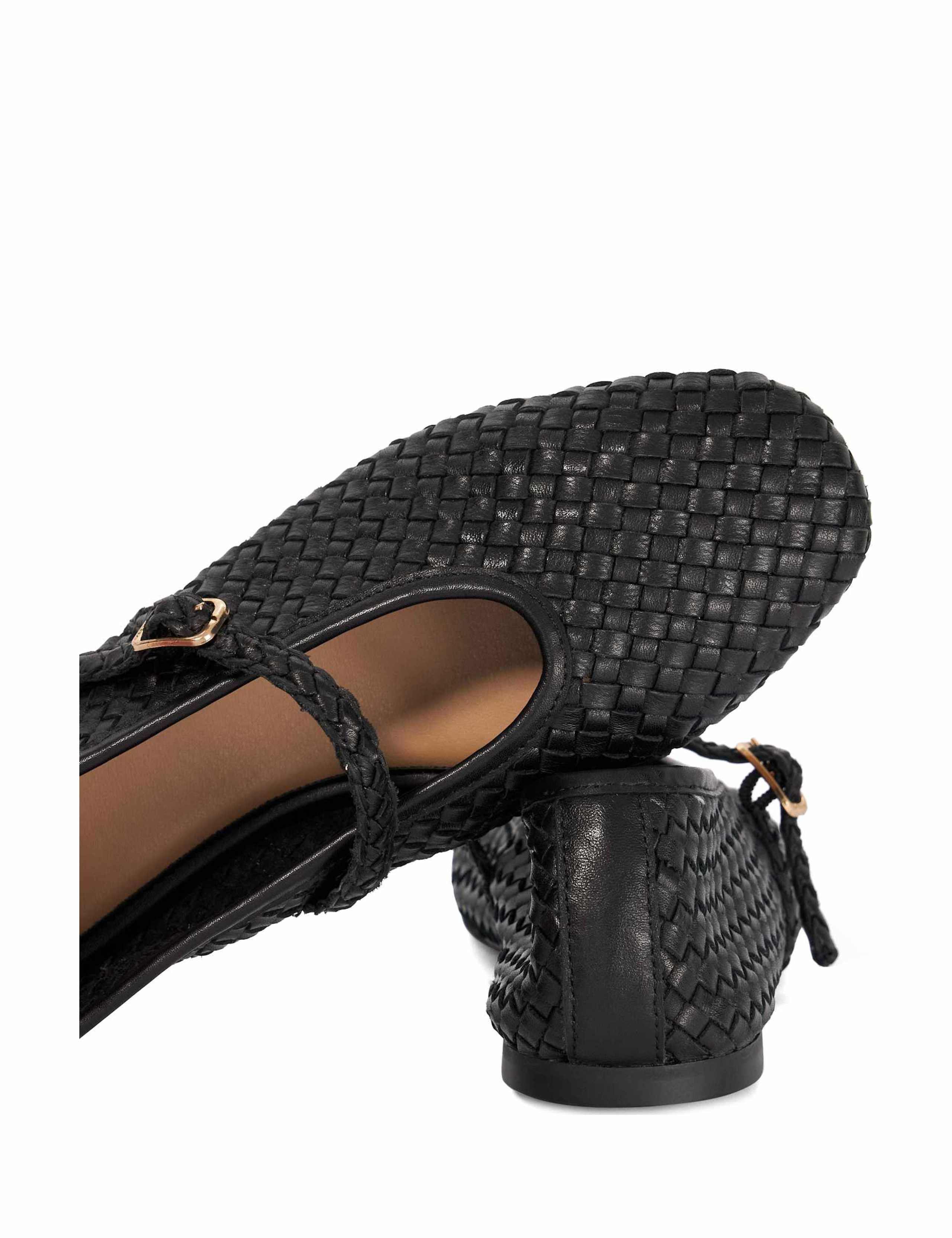 Headliner Leather Woven Flat Square Toe Mary Jane Ballet Pump 5 of 6