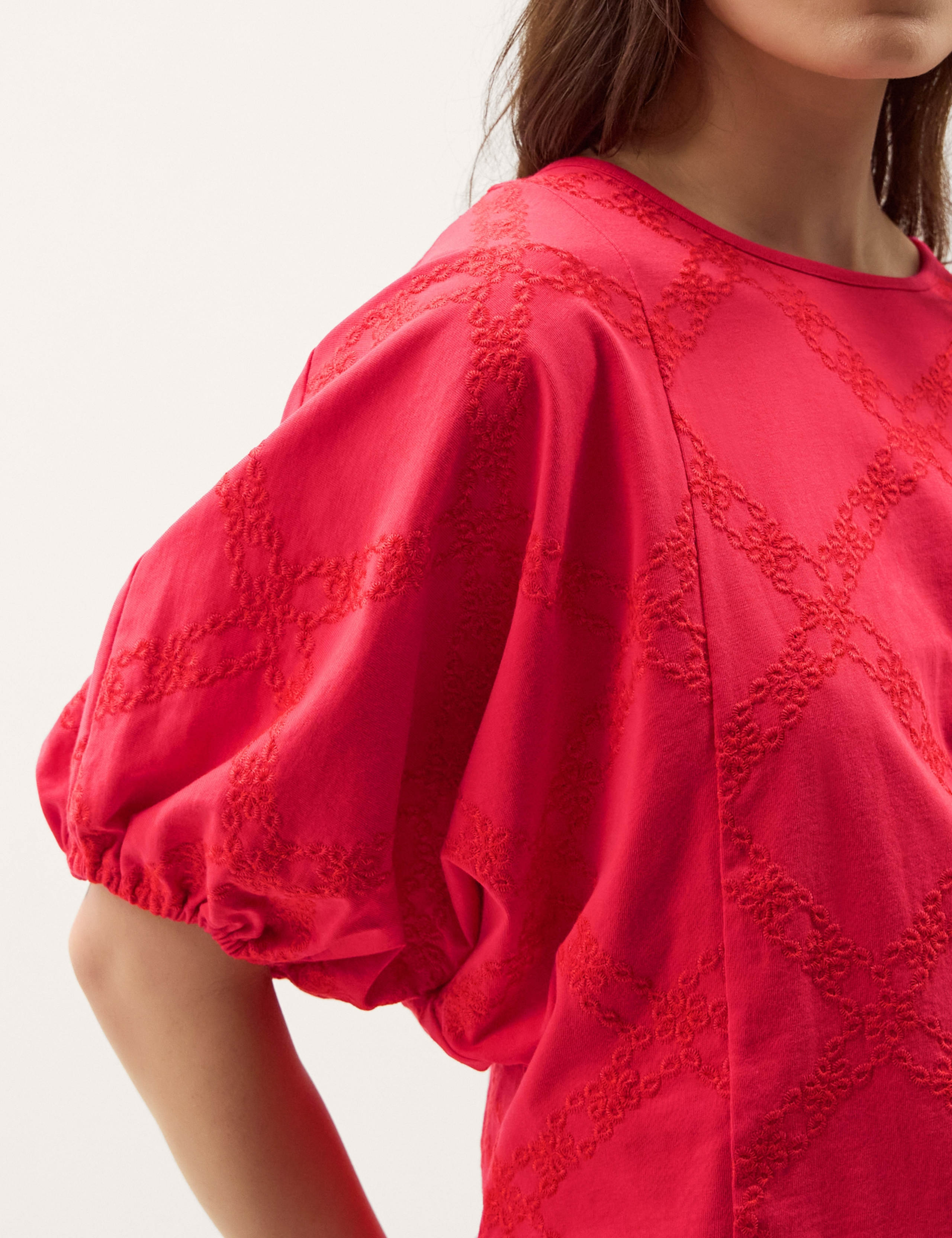 Pure Cotton Embroidered Puff Sleeve Blouse 4 of 4