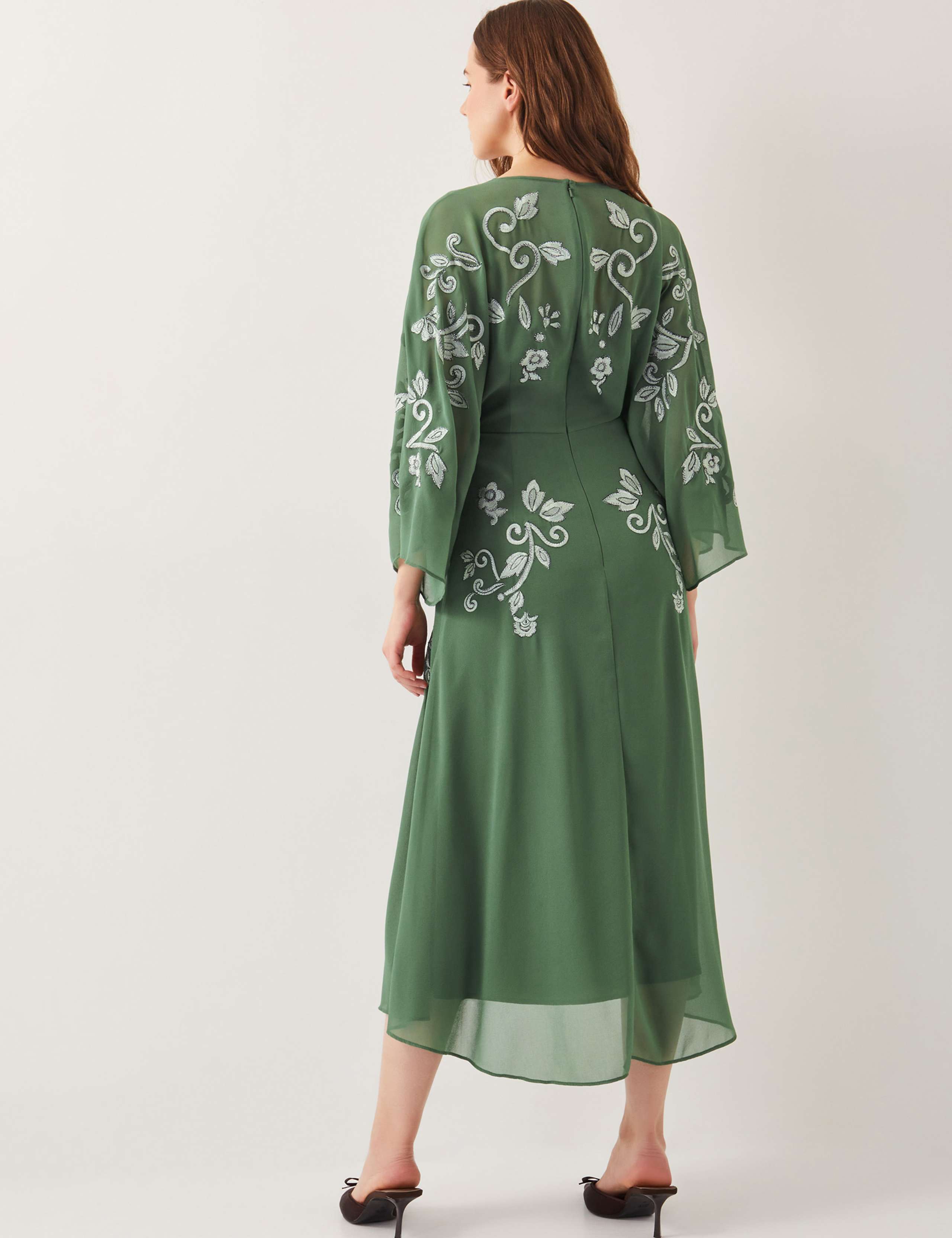 Embroidered V-Neck Midi Tea Dress 5 of 5