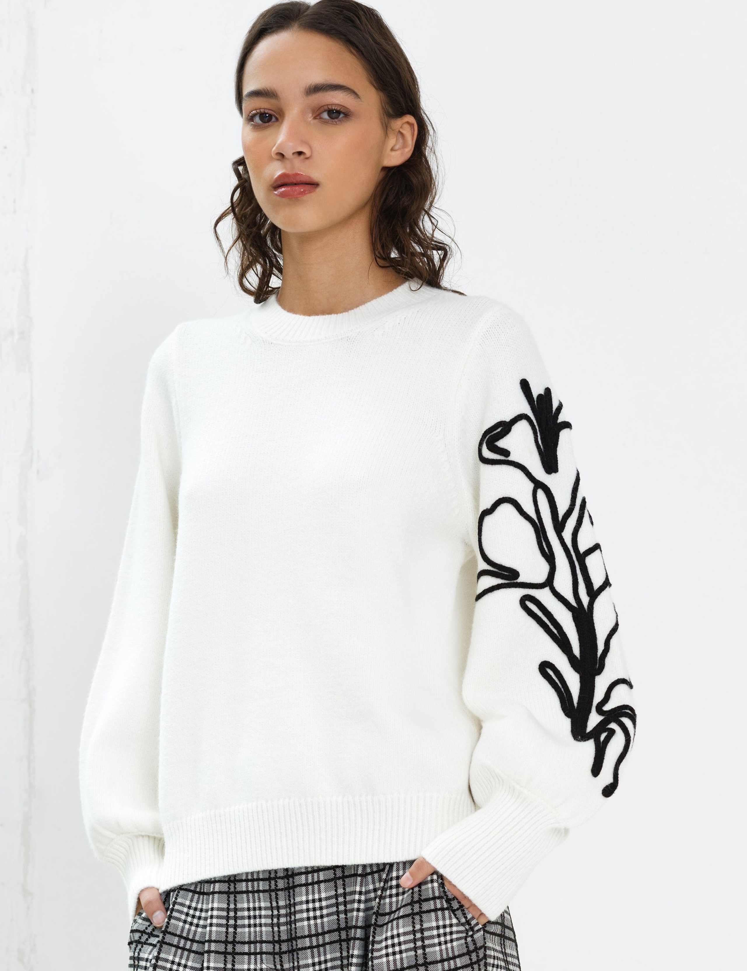 Embroidered Crew Neck Jumper 1 of 6