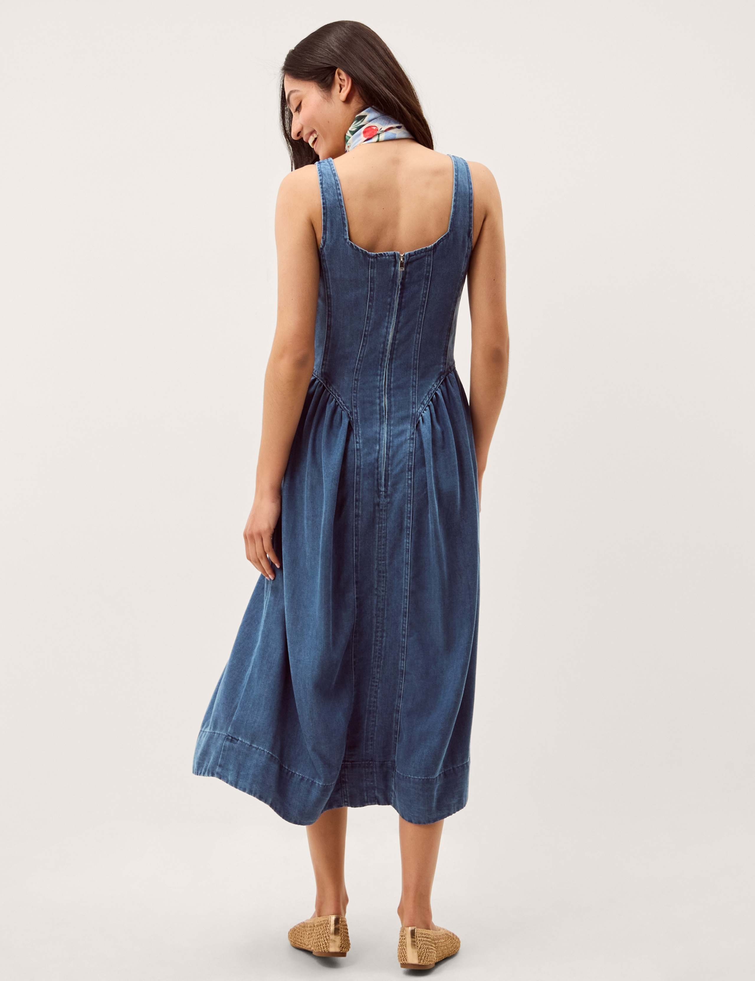 Denim Square Neck Midi Skate Dress 5 of 5