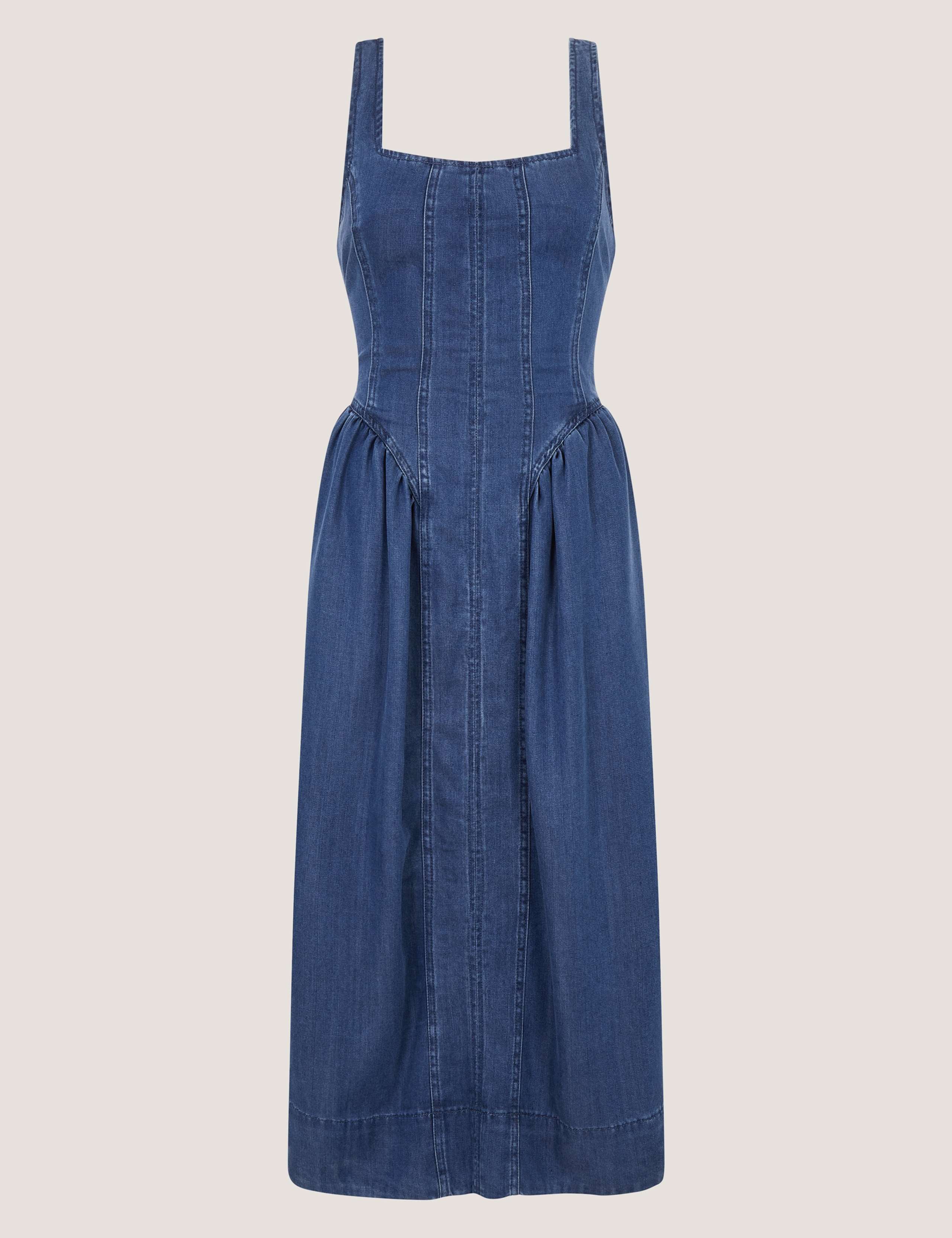 Denim Square Neck Midi Skate Dress 2 of 5