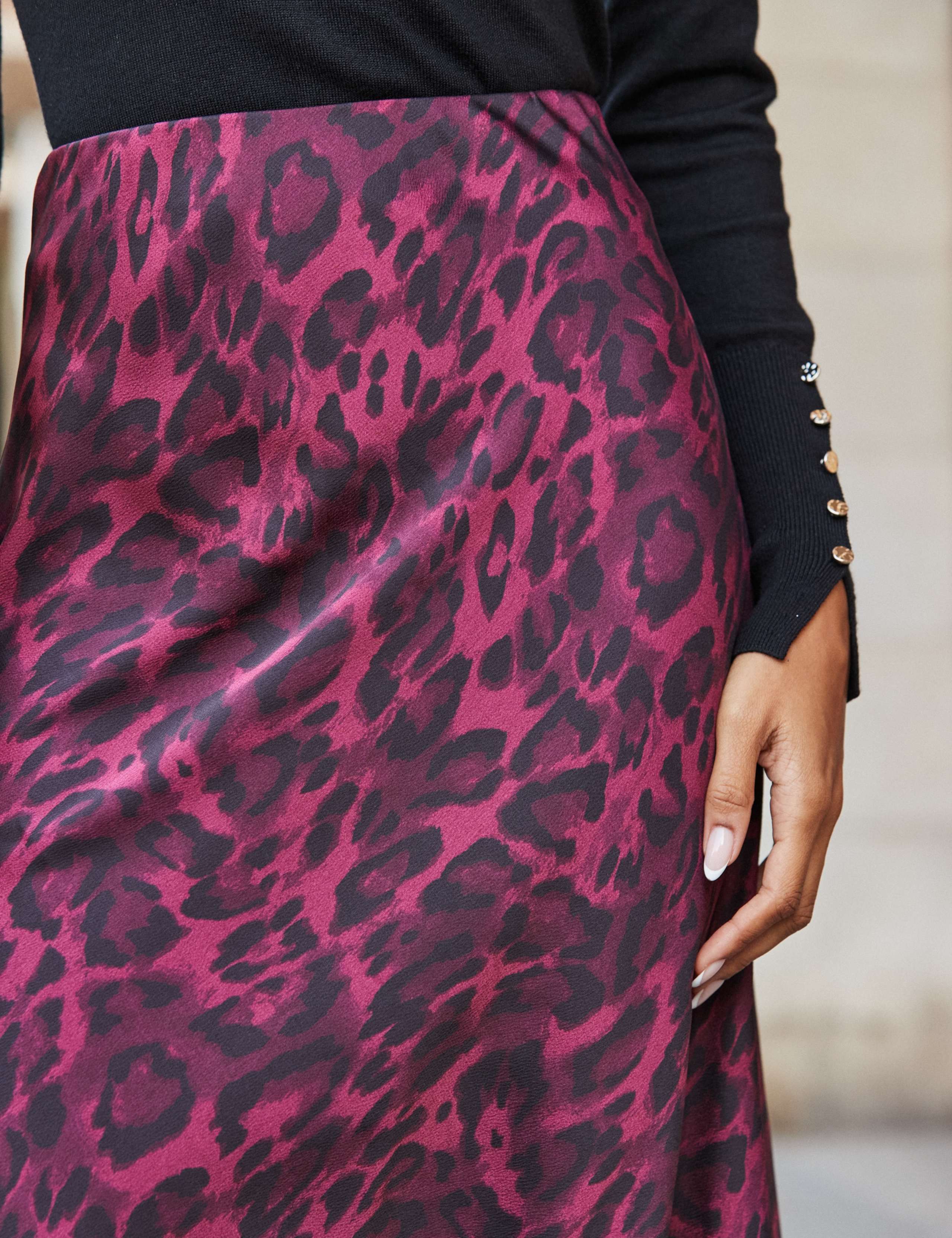 Satin Leopard Print Midi Slip Skirt 4 of 5