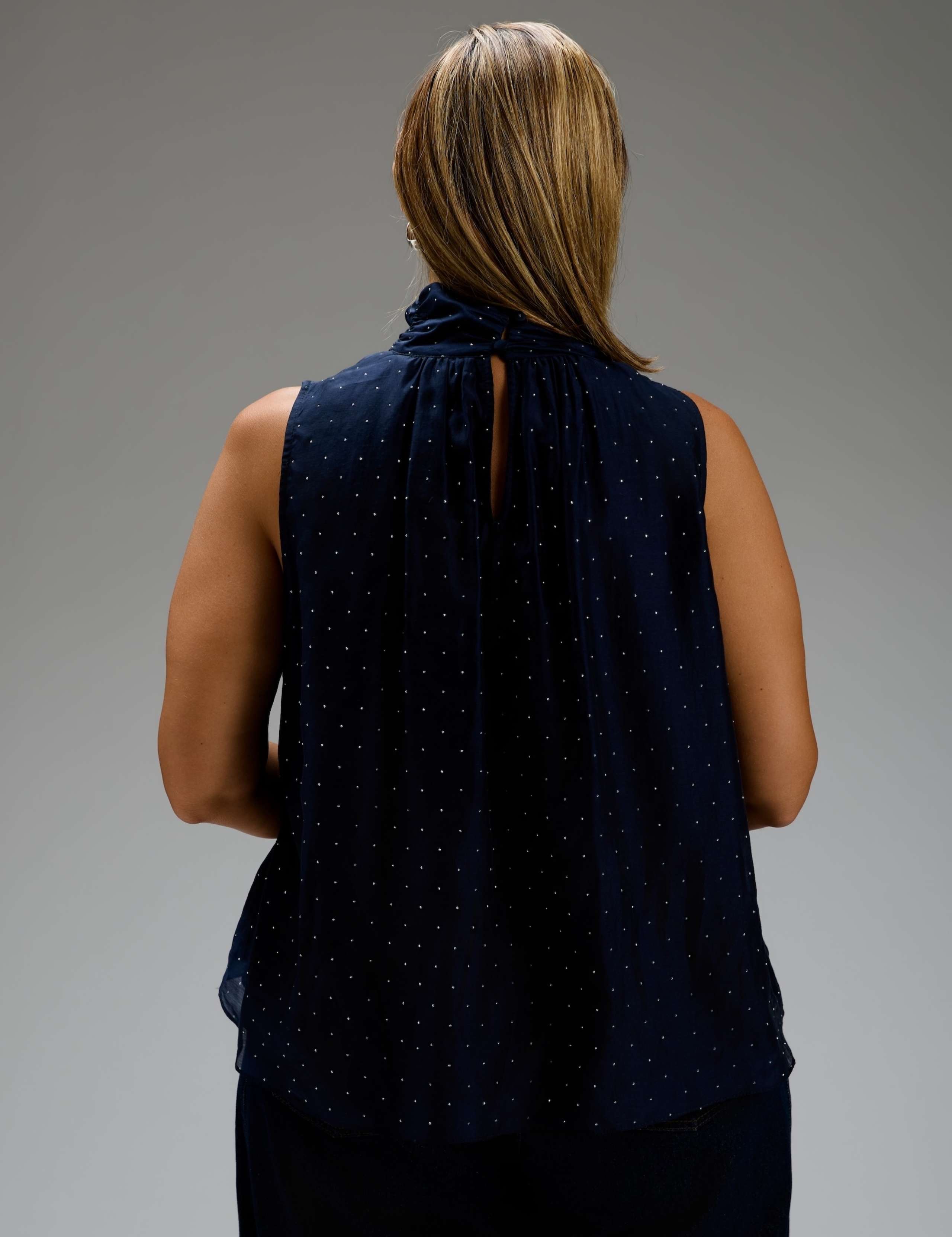 Embellished Tie Neck Sleeveless Blouse 3 of 6