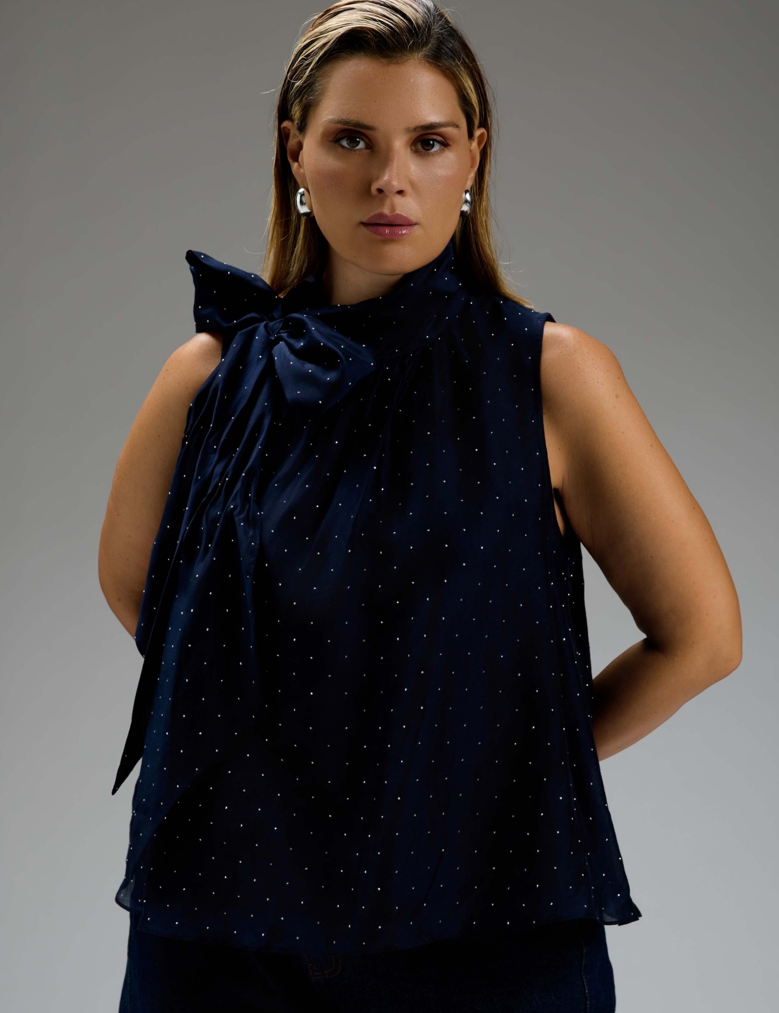 Embellished Tie Neck Sleeveless Blouse 5 of 6